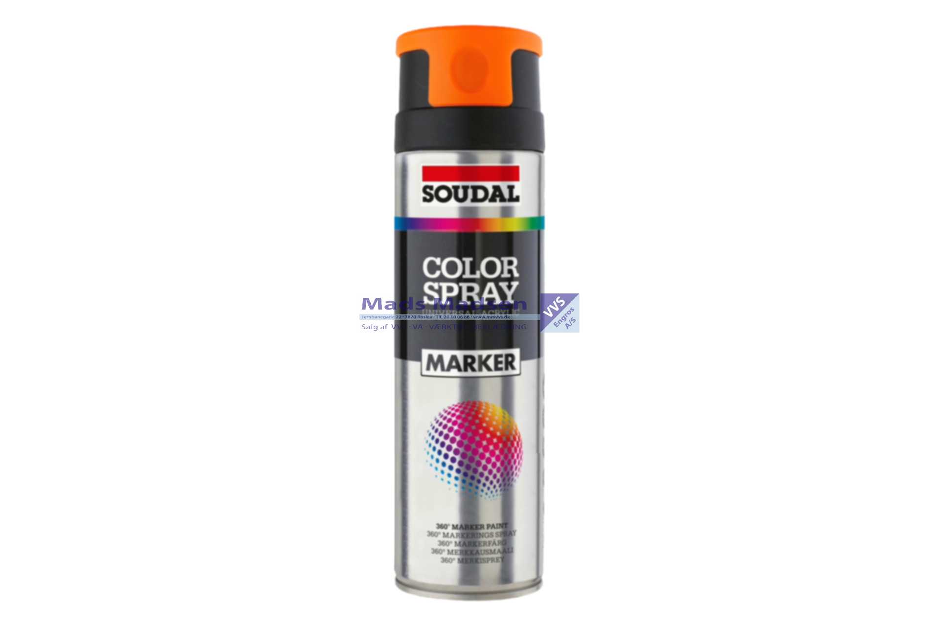 Soudal Vej-og markeringsspray GUL á 500 ml. - Farekl. 2.1 *NETTOPRIS*
