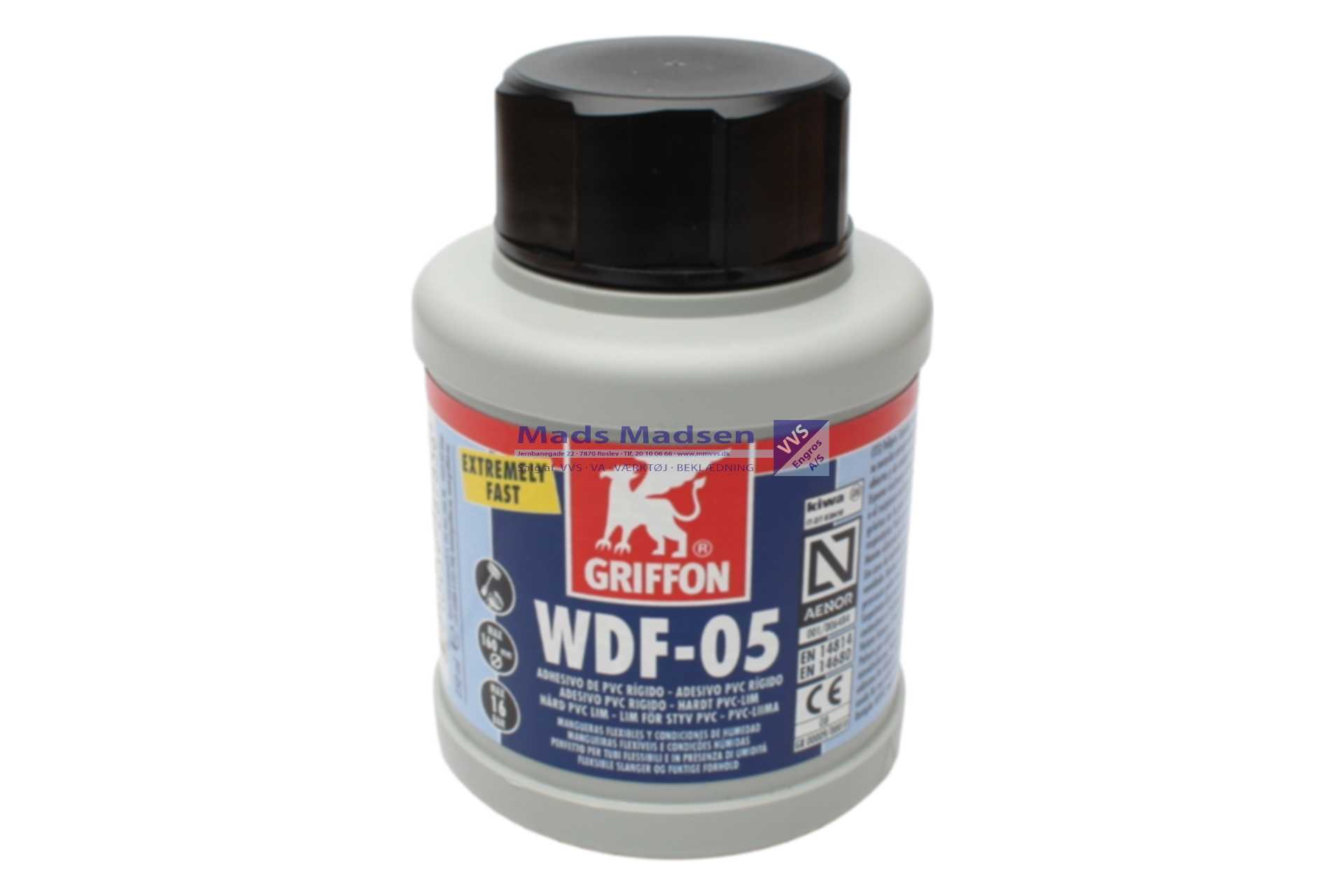 Griffon WDF-05 PVC lim hurtigttørrende 250ml m/ pensel - Farekl. 3 *NETTOPRIS*