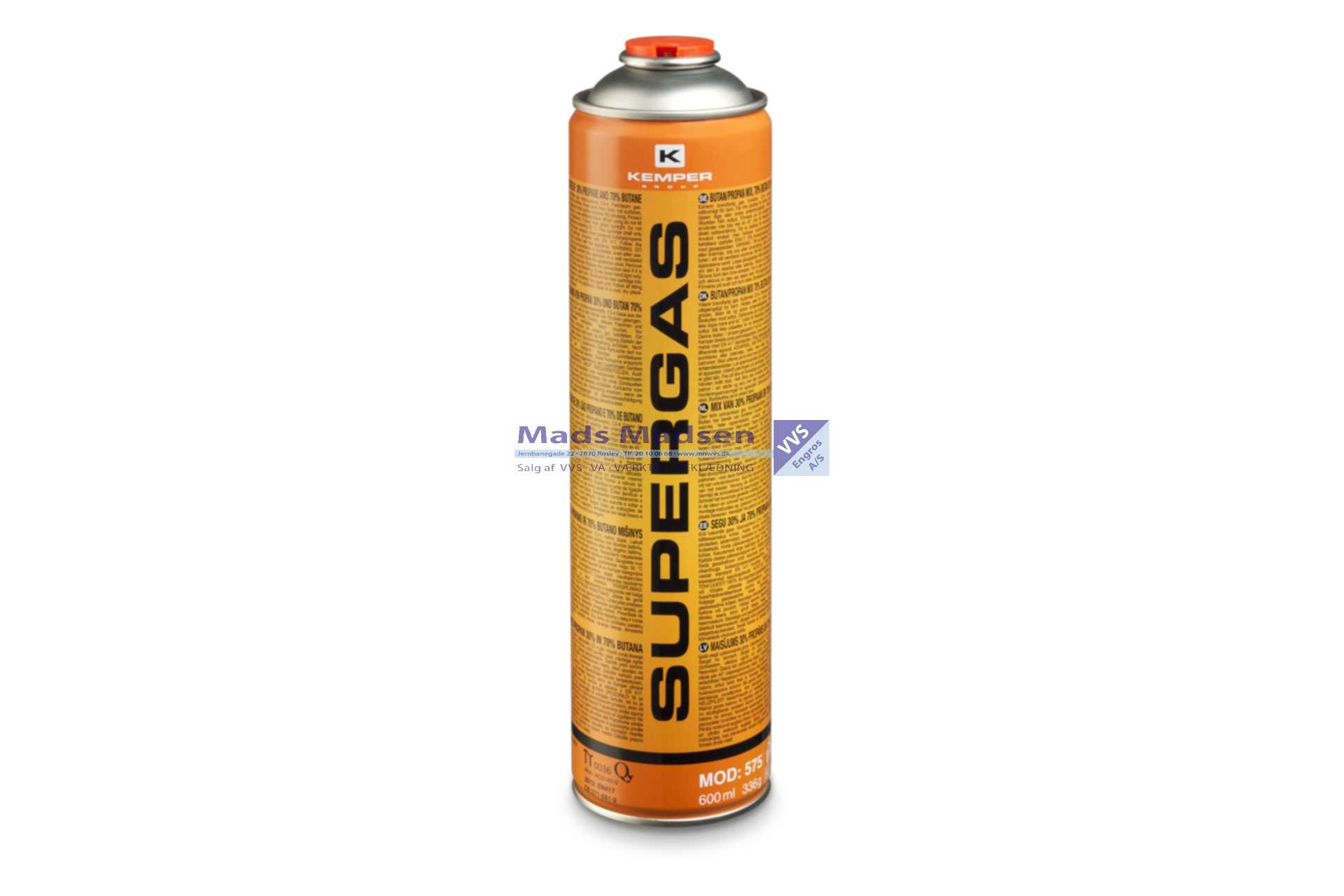 Kemper Gasdåse Butan/Propane 600 ml. 1800°  EU 7/16" - Farekl. 2.1
