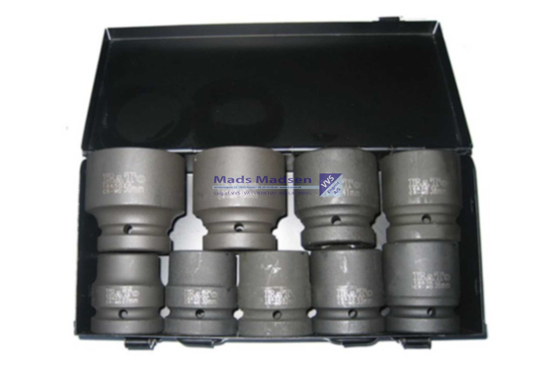 BATO Krafttopsæt 1" 27-50mm kort. 9 dele.  *NETTOPRIS*