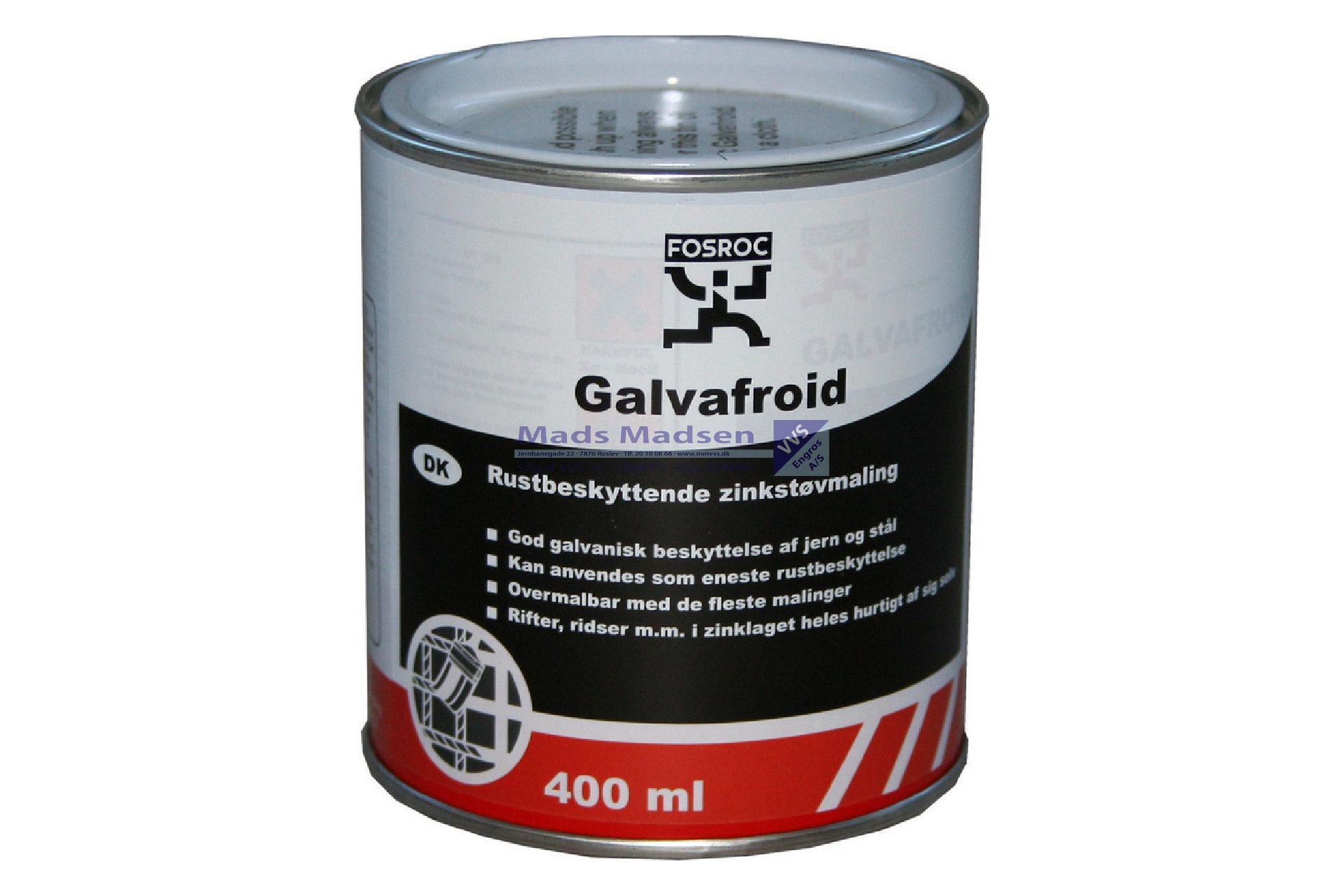 Zinkmaling (som Galvafroid) á 0,4 ltr/ 1 kg. - Farekl. 3 *NETTOPRIS*