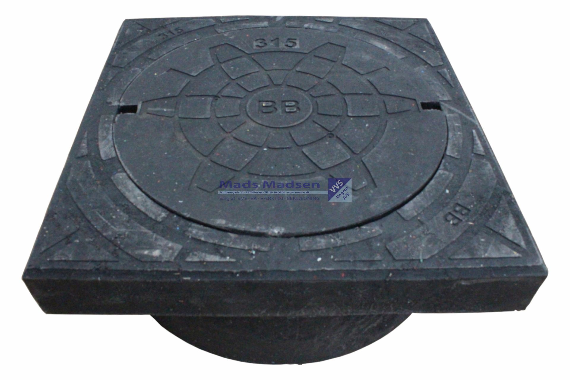 315mm universal PVC-genbrugsplast kegle med fals og dæksel 12,5T