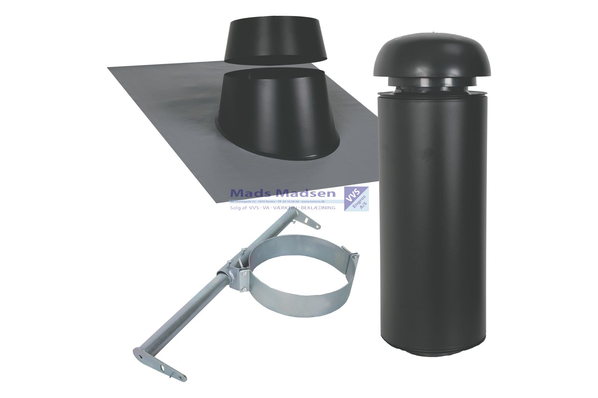 SabetoFLEX Lyddæmpersæt 160x600mm 10-32° grå/sort med Flex inddækning og lyddæmper (S)