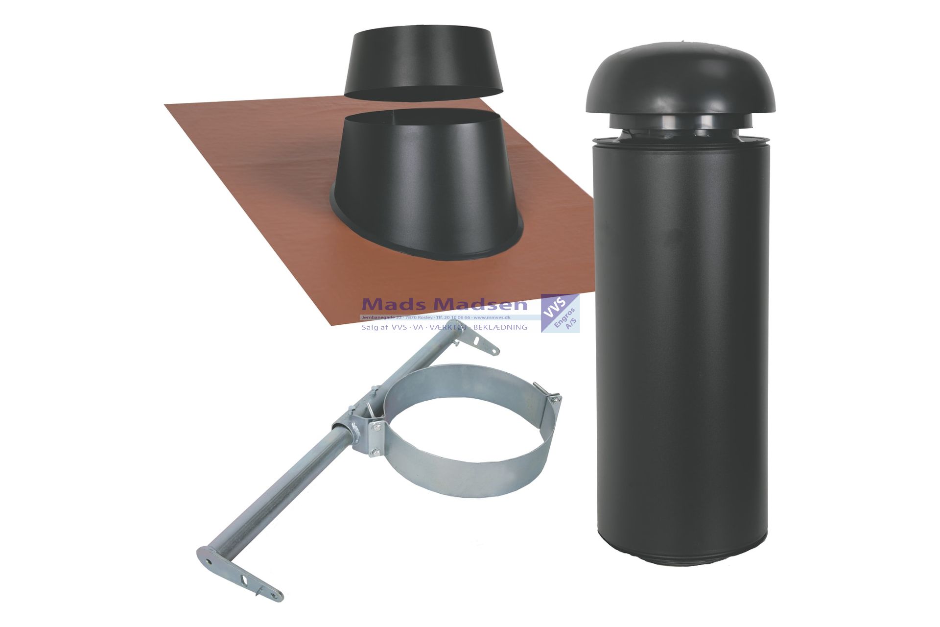 SabetoFLEX Lyddæmpersæt 160x600mm 10-32° rød/sort med Flex inddækning og lyddæmper (S)