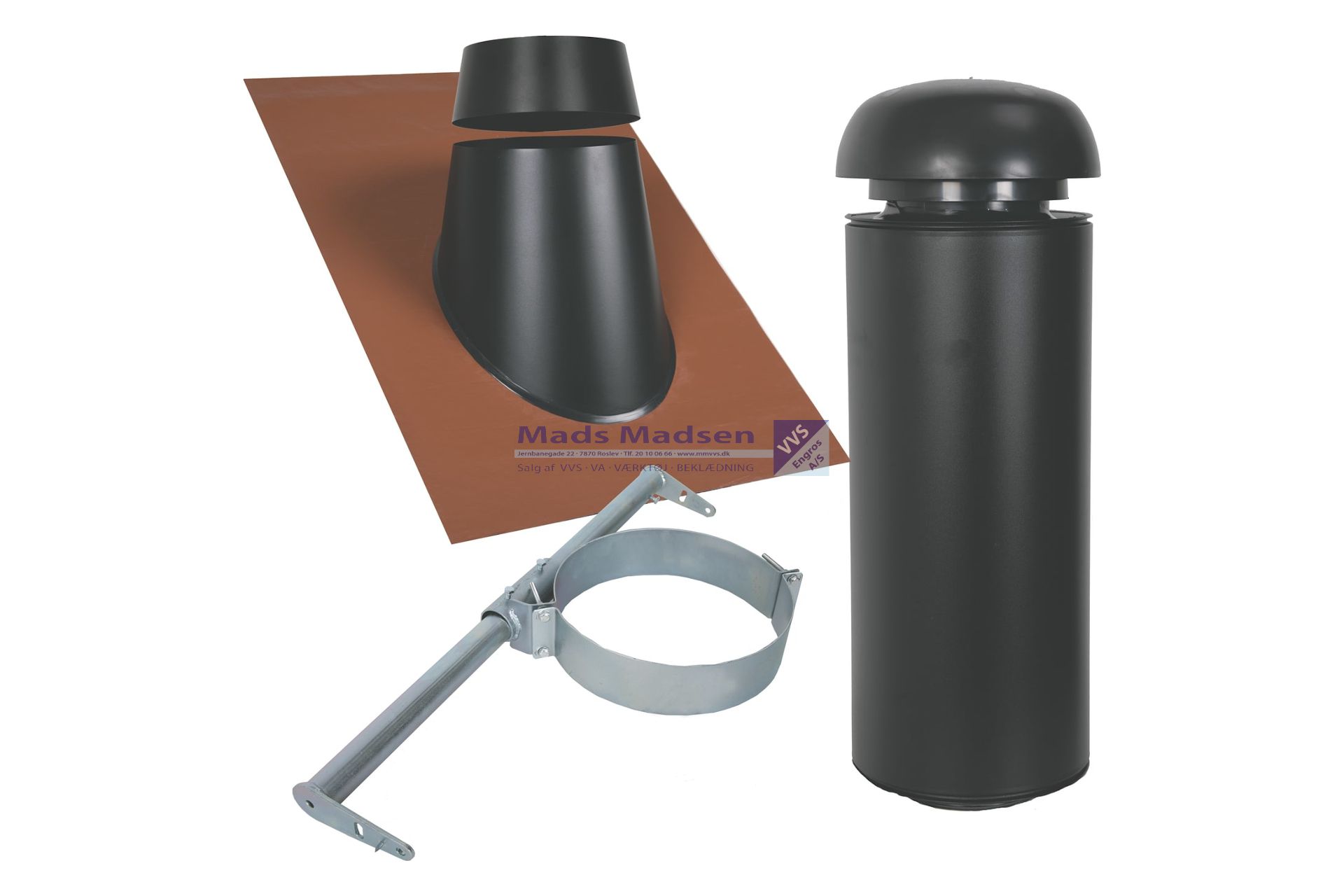 SabetoFLEX Lyddæmpersæt 160x900mm 31-45° rød/sort med Flex inddækning og lyddæmper (S)