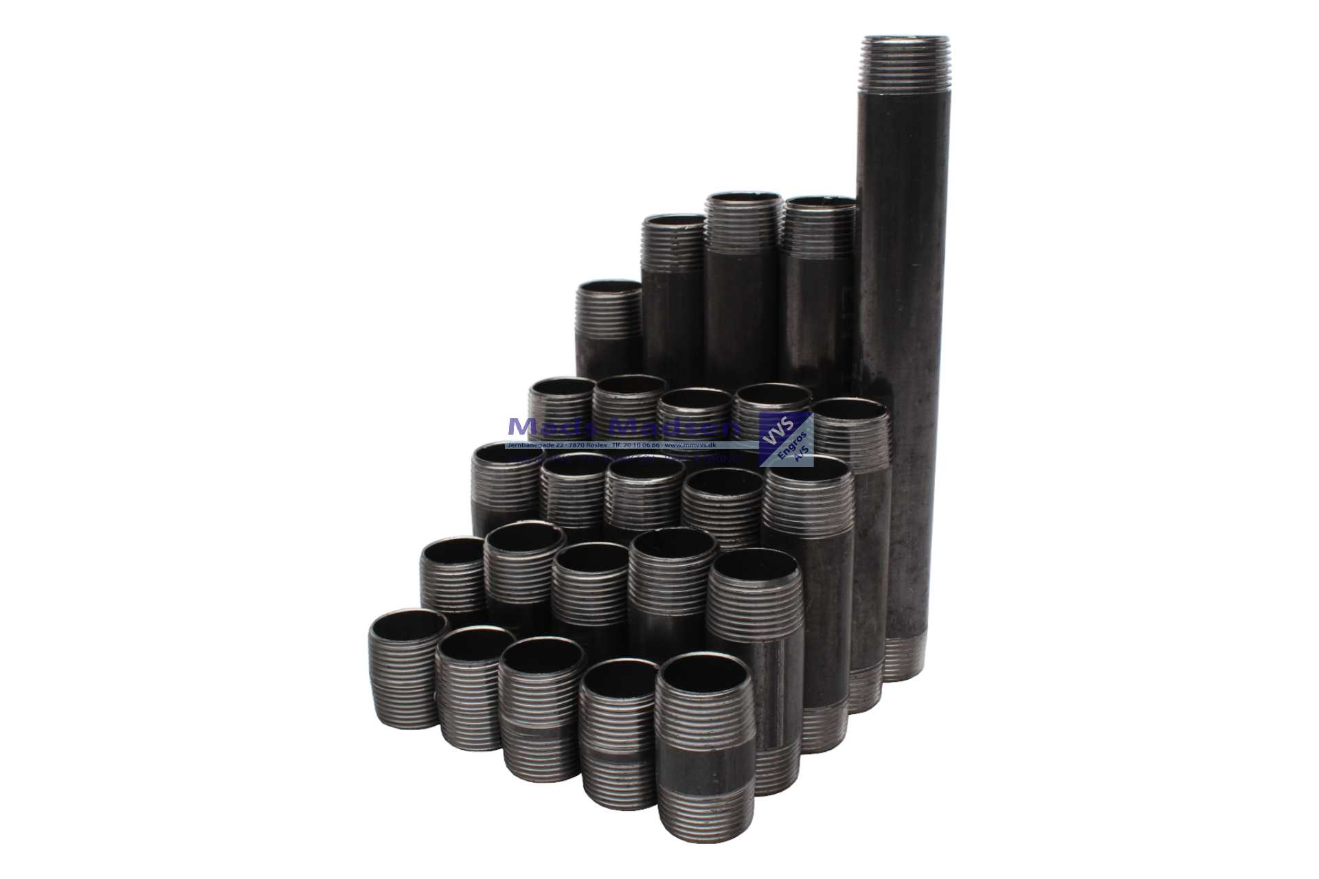 1/2" sort blandede nippelrør 25 stk/ps