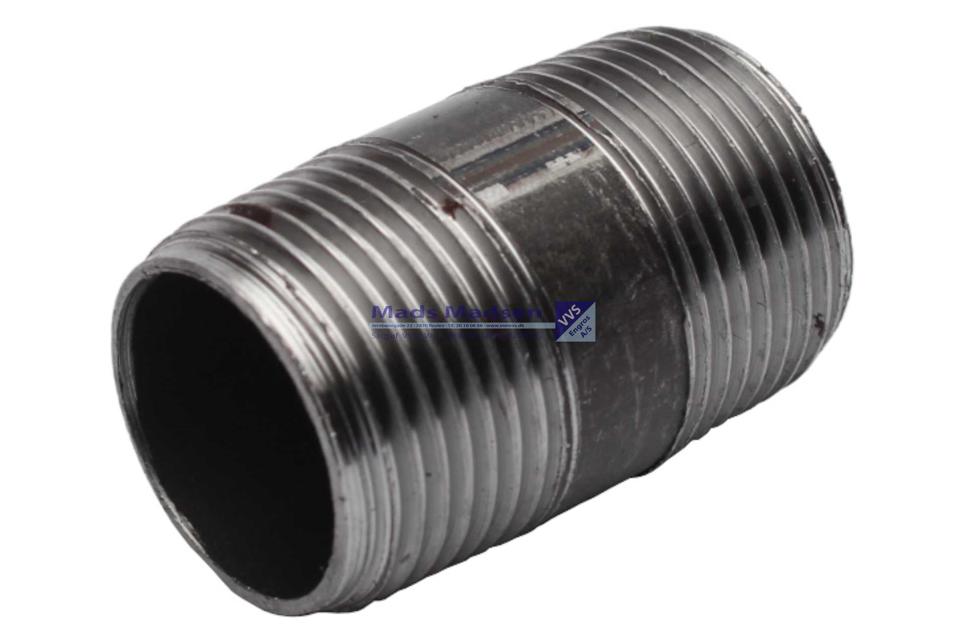 1/2" x 50mm sort nippelrør