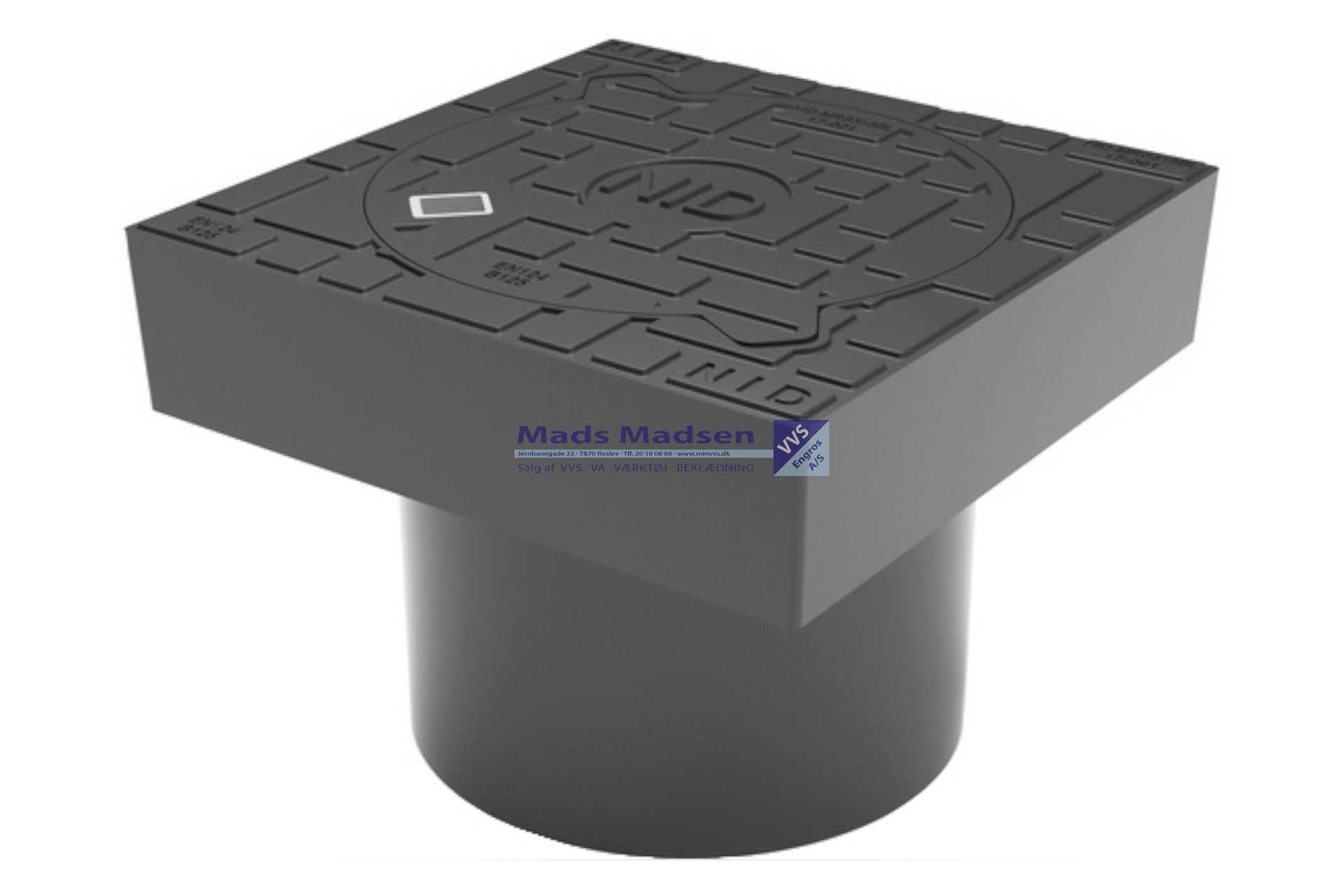 315mm NID firkantet karm/dæksel komposit m/lås m/200mm skørt D400 40T (lugttæt iht. DS432)