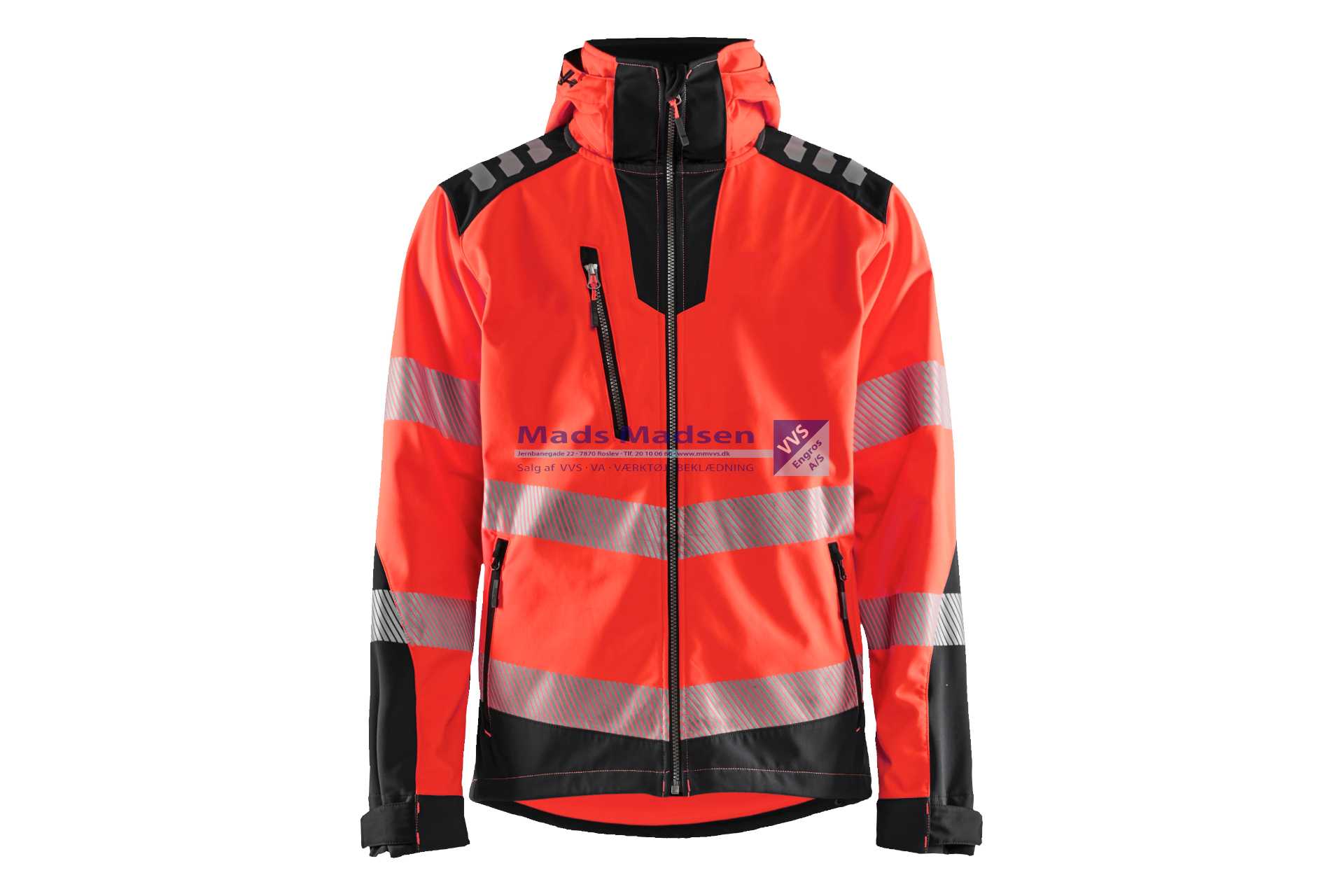 Blåkläder High vis softshell jakke 4491-2513-5599 L rød/sort poly 92%-ela 8%