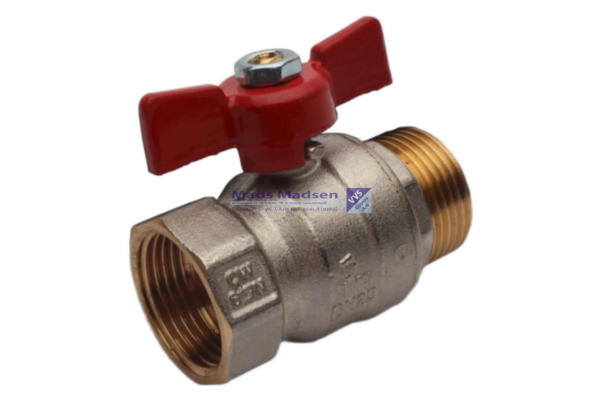3/4" Tiemme kuglehane M-N T-greb RØD