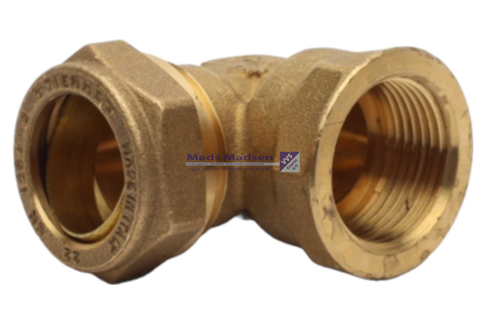 22mm x 3/4" Tiemme kompressions vinkel m/muf