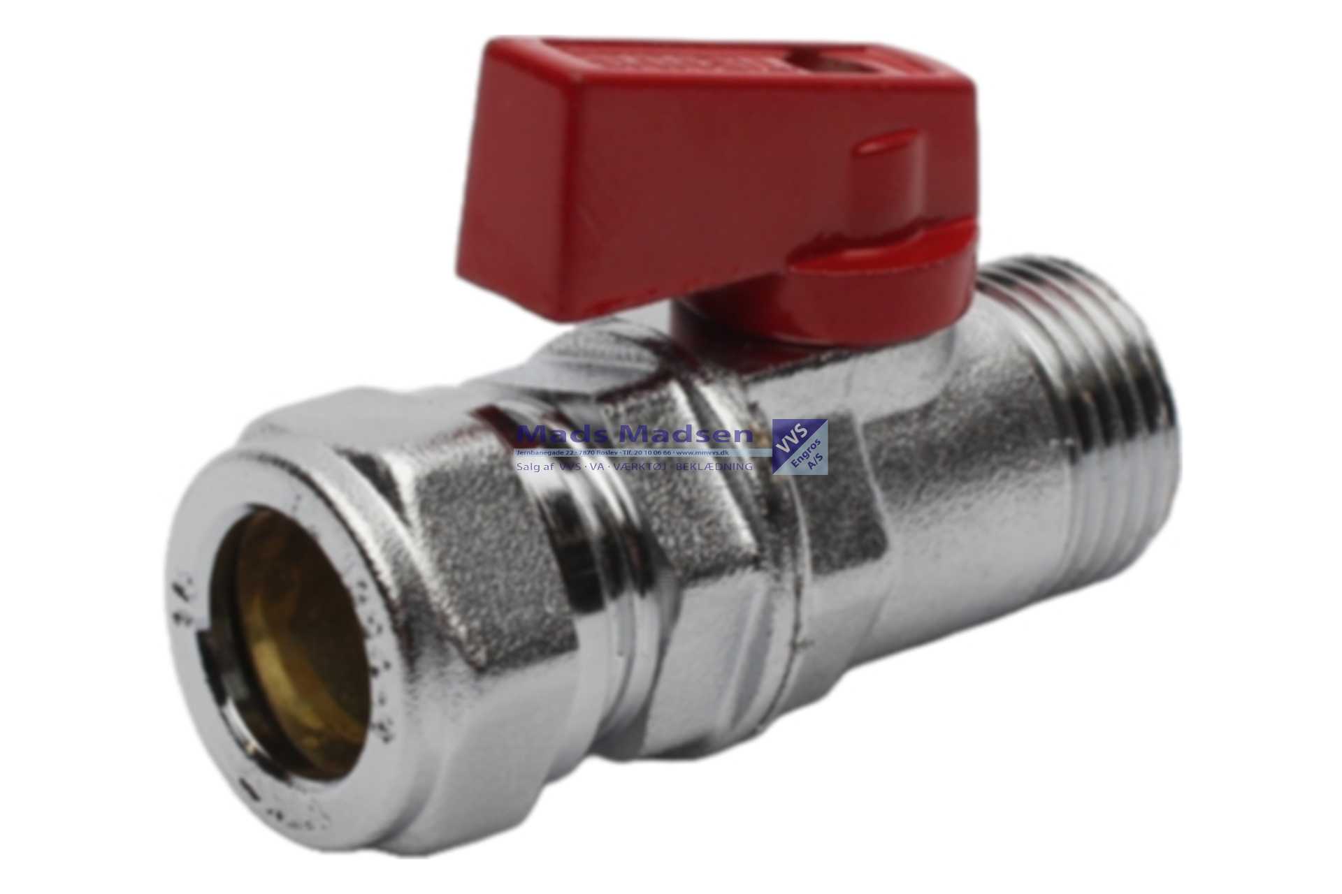 1/2" x 15mm Tiemme Minikuglehane nip RØD hd-tag