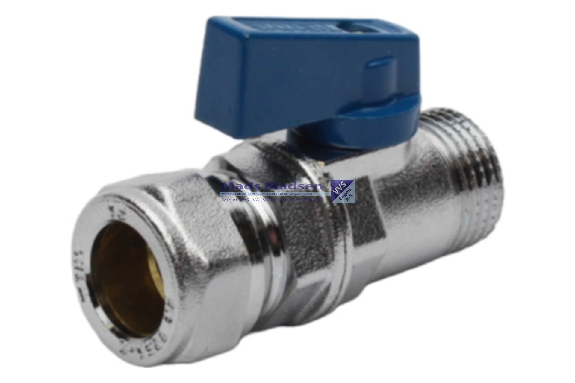 1/2" x 15mm Tiemme Minikuglehane nip BLÅ hd-tag