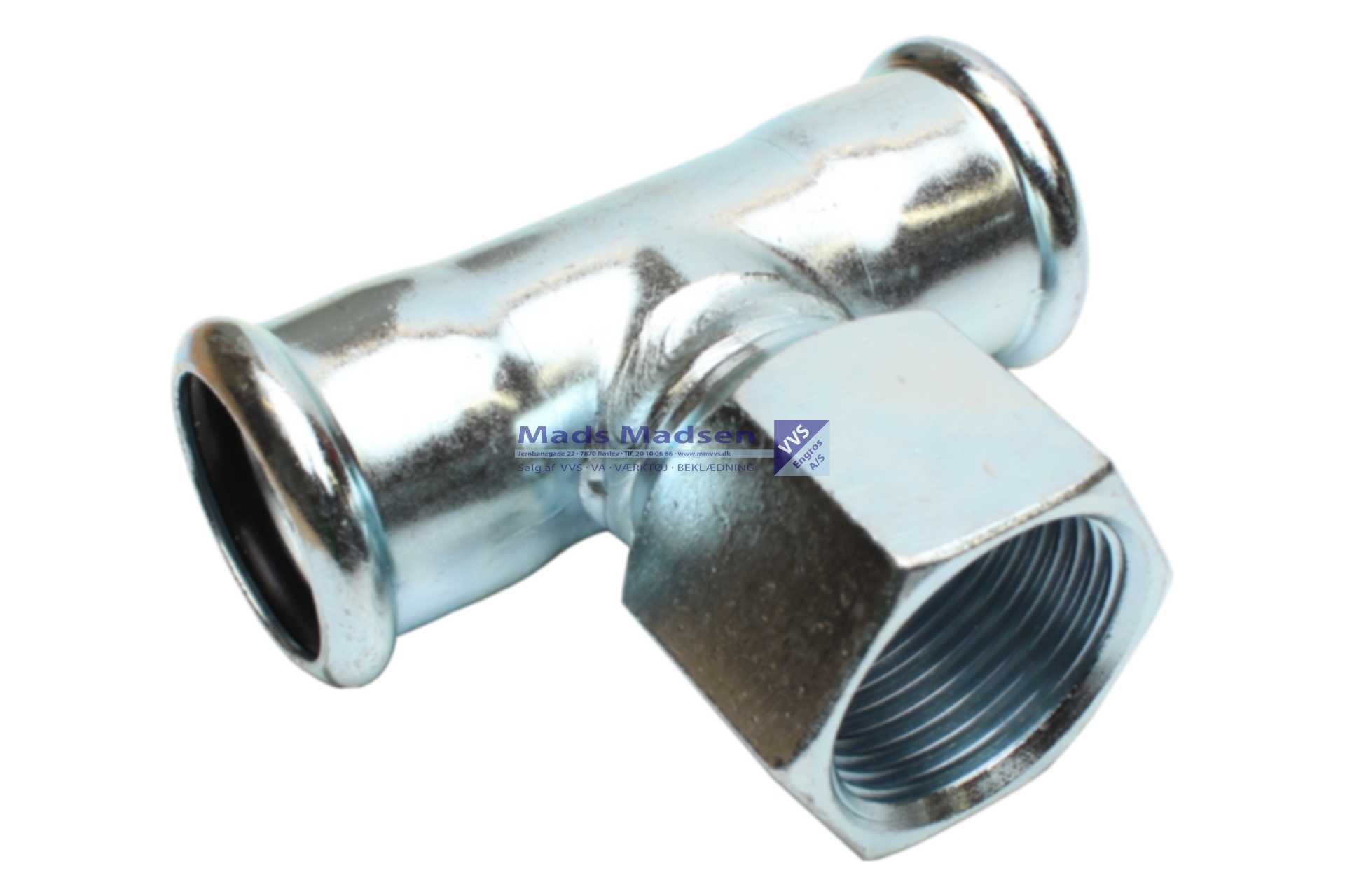 22 x 1/2" x 22mm RacMet galv. pres tee pm/m/pm M-bakke