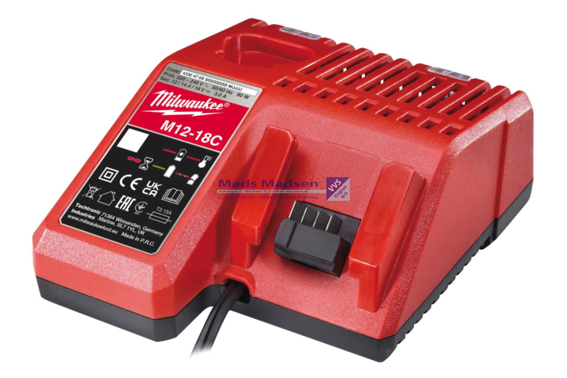 Milwaukee M12-18C akku lader 4932352959 (K) *NETTOPRIS*