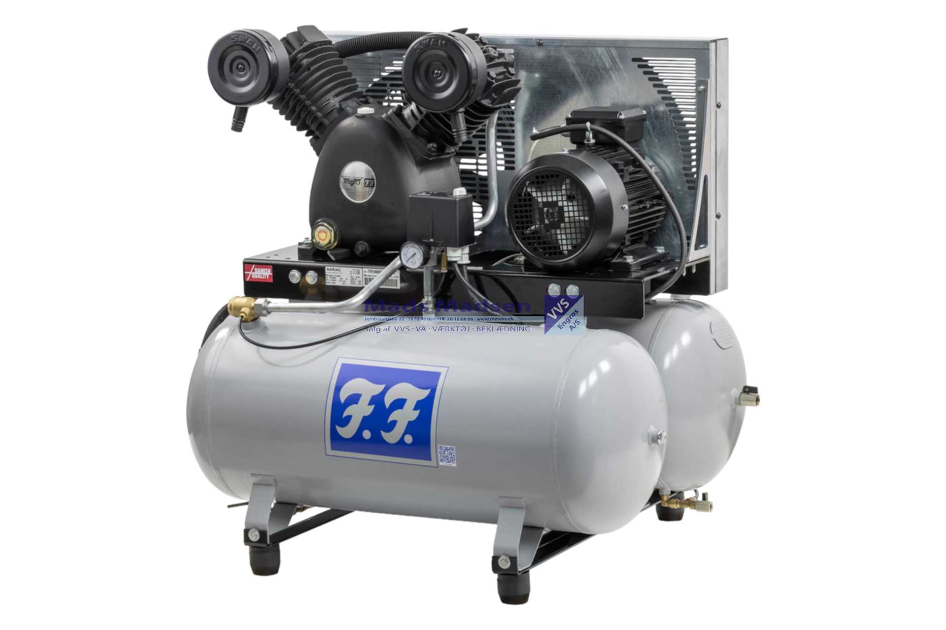 RENO stempelkompressor FF industri 90 l.  FF 710/90+90 - 5,5 HK *NETTOPRIS* (S)