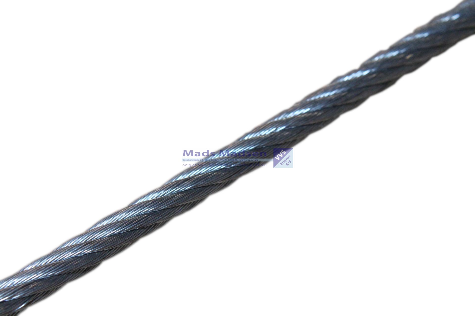3mm galv. stålwire 6 x 7 brudstyrke 539 kg.