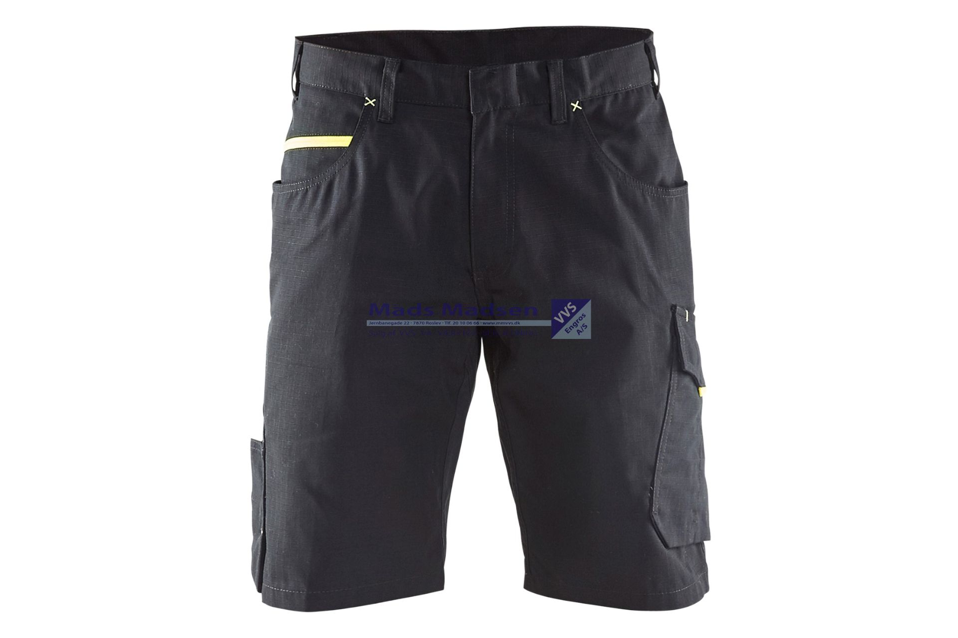 Blåkläder Service shorts 1499-1330-9933 C50 sort/gul bom 60% - poly 40% (S)