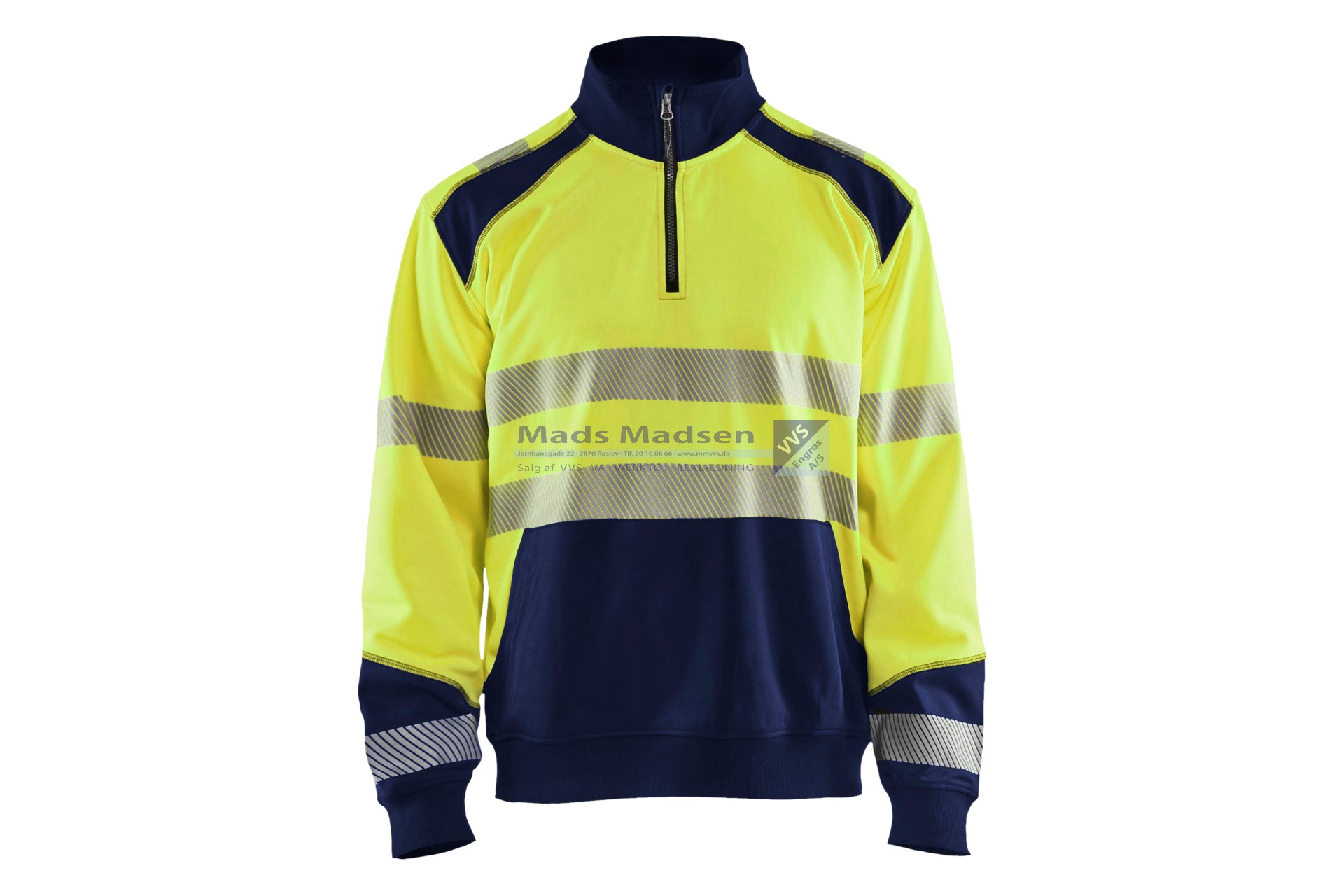 Blåklæder sweatshirt high vis half zip 3556-2528-3399  str. 3XL gul/sort
