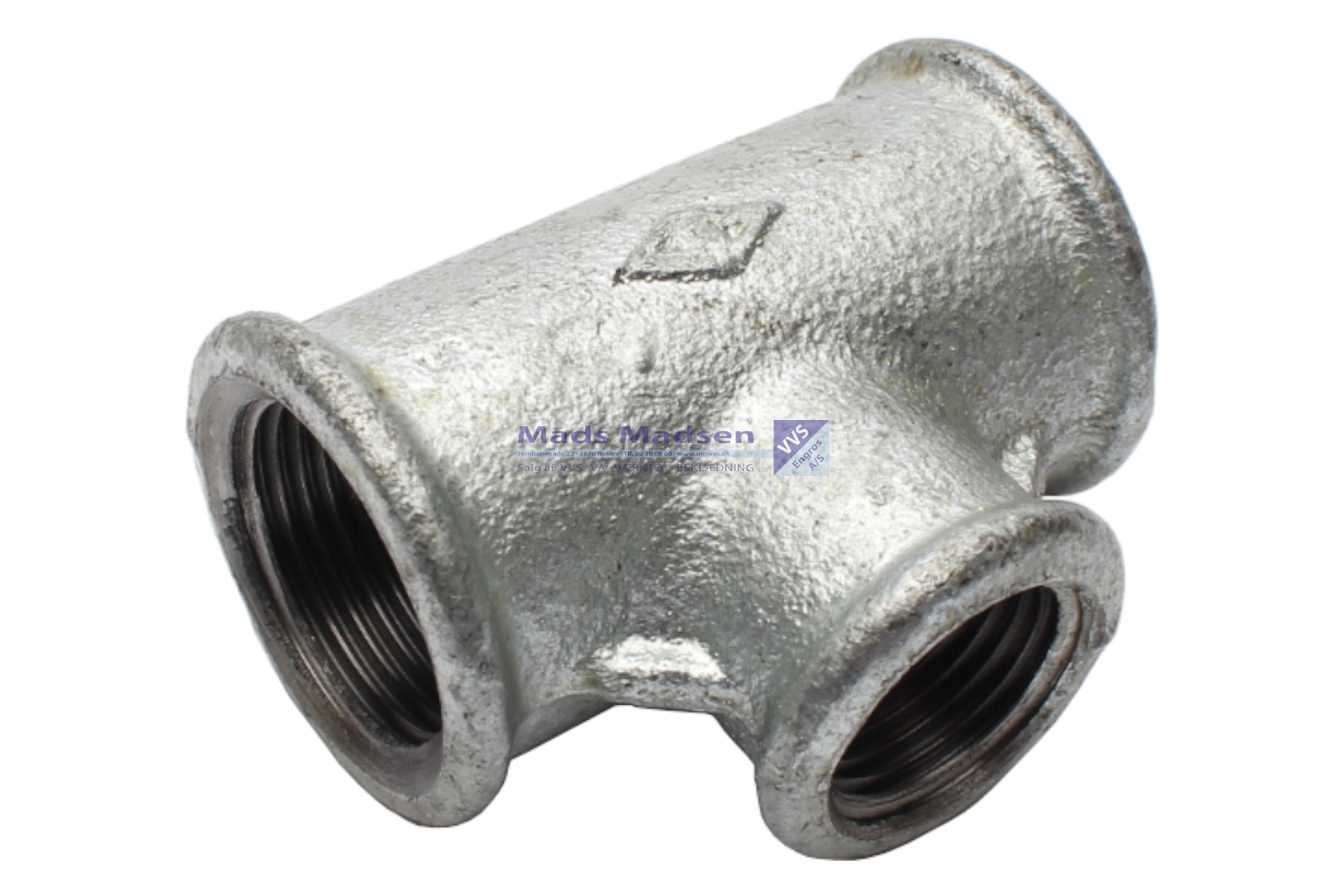 1 1/2" x 1 1/4" x 1 1/2" galv. tee
