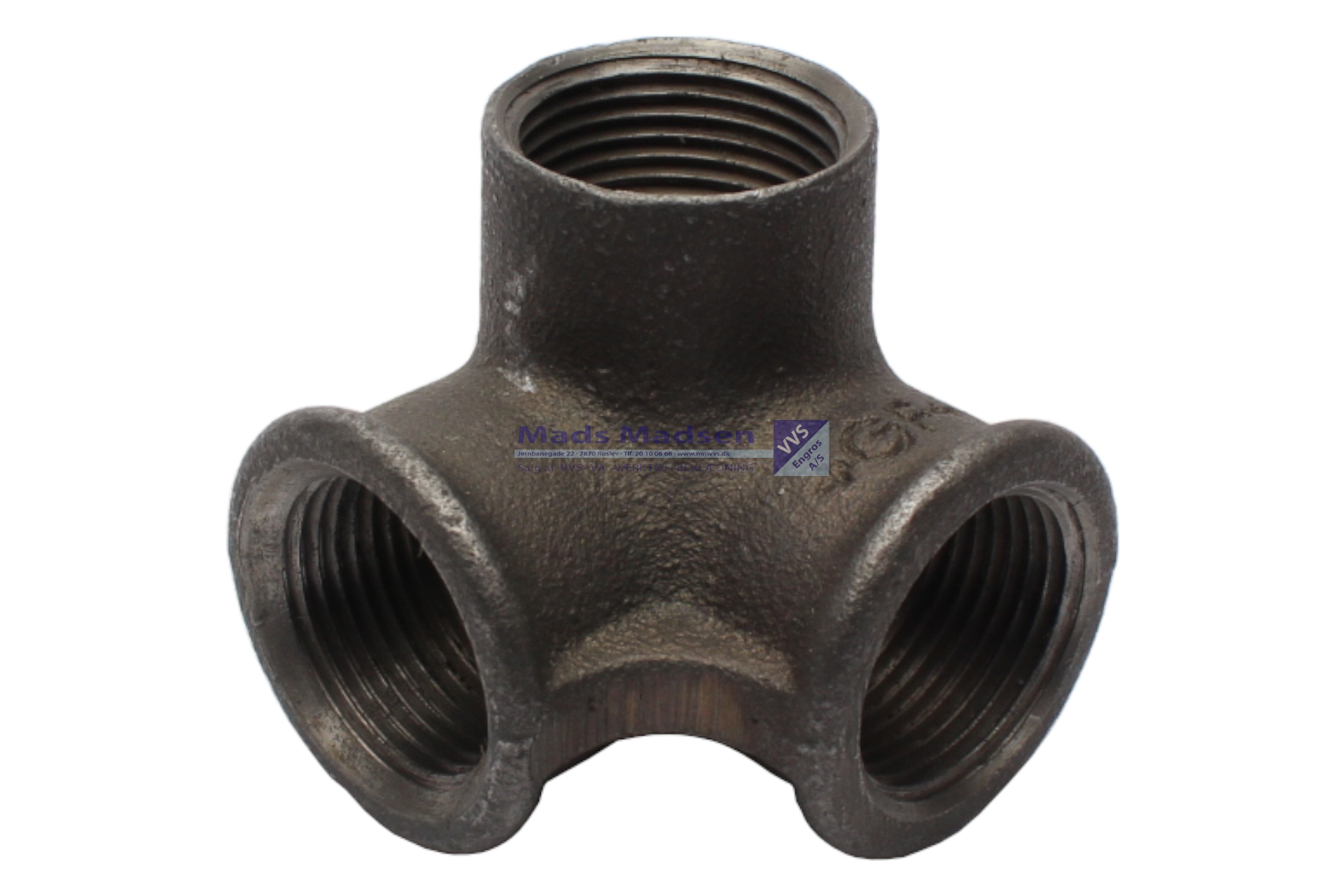 1/2" sort vinkel m/sideudløb (S)