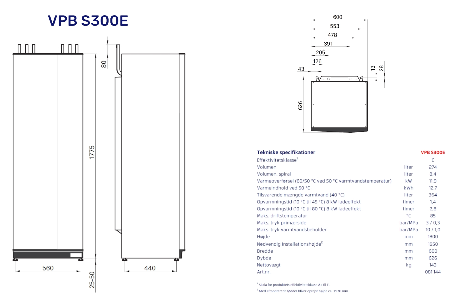 Vølund varmepumpebeholder VPB S300E max. 10kw 081144 (S) - Billede 2