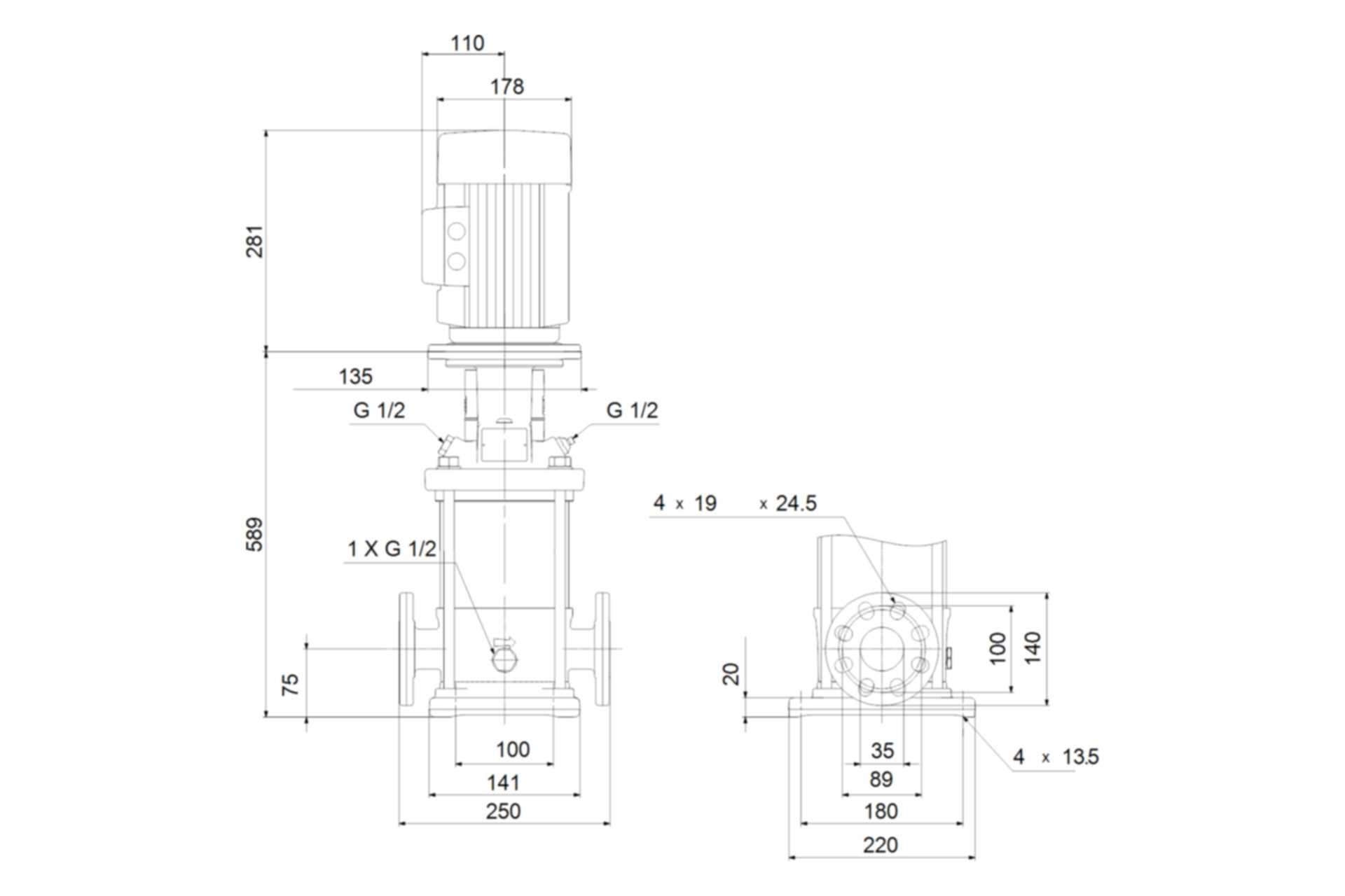 Grundfos pumpe CR 3-19 m/flanger - Billede 2