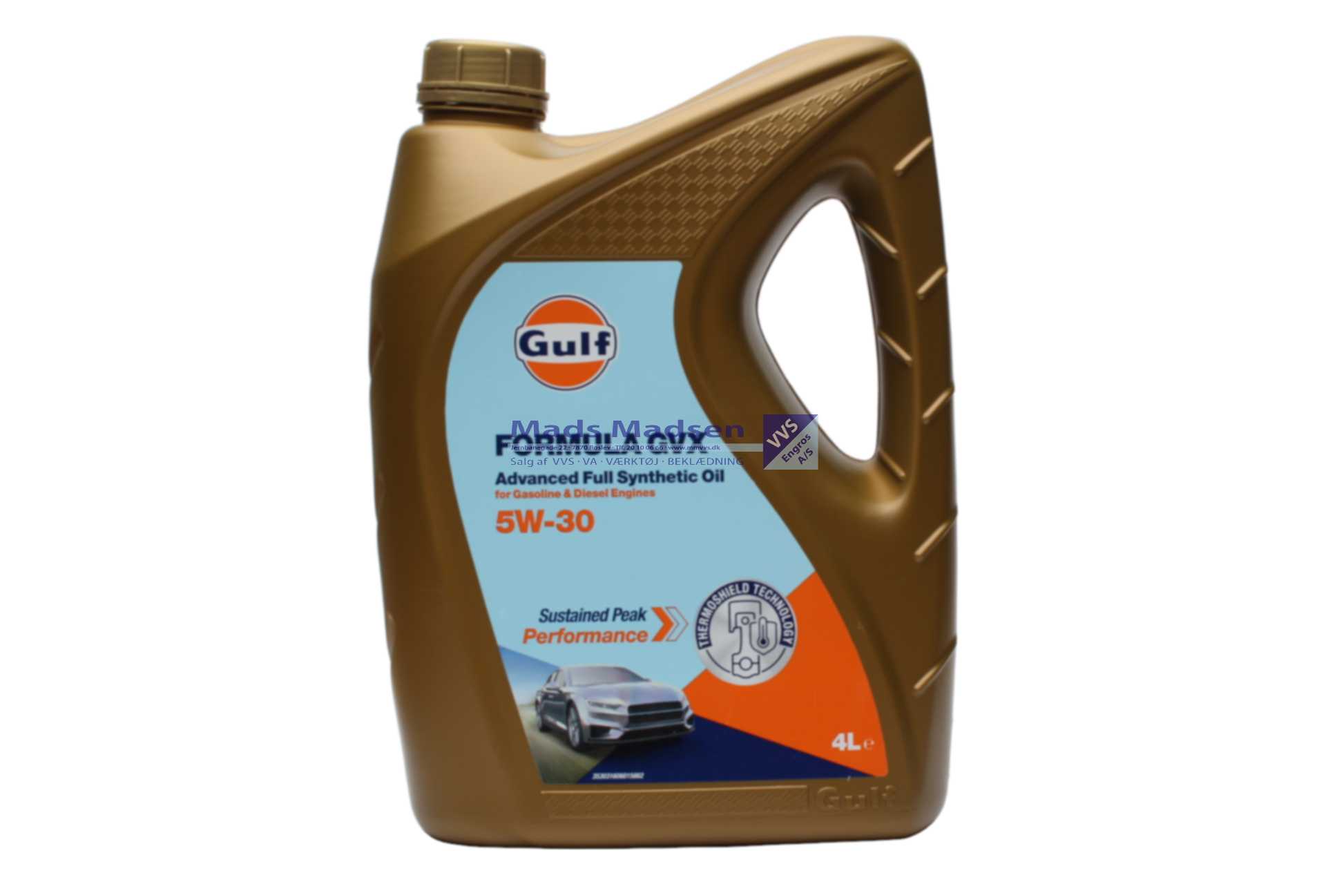 GULF Formula GVX 5W-30 Fuldsyntetisk Motorolie 4 liter Specielt til VW, SEAT og Skoda (incl. afgift) *NETTOPRIS*