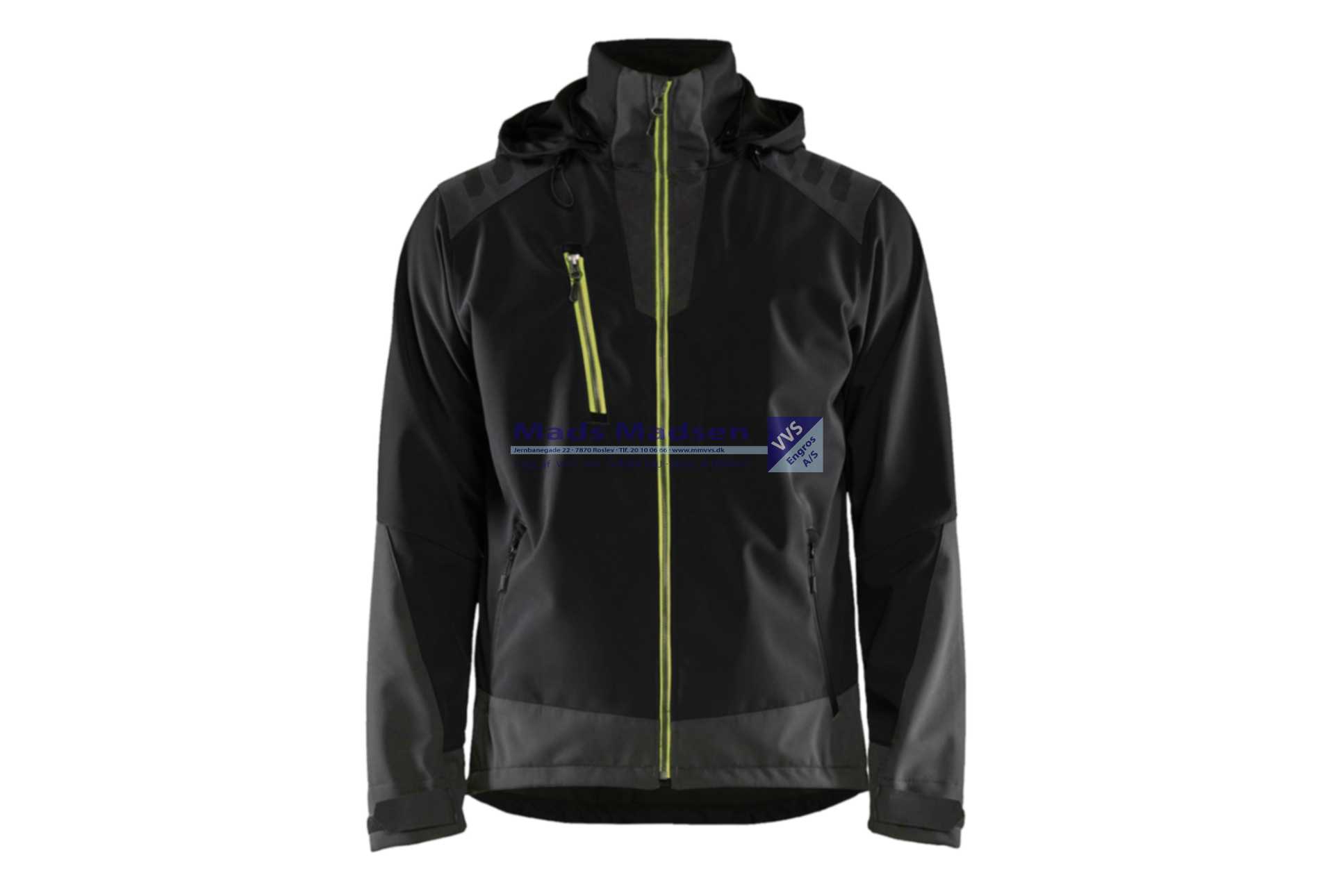 Blåkläder softshell jakke 4749-2513-9933 sort/gul str. M