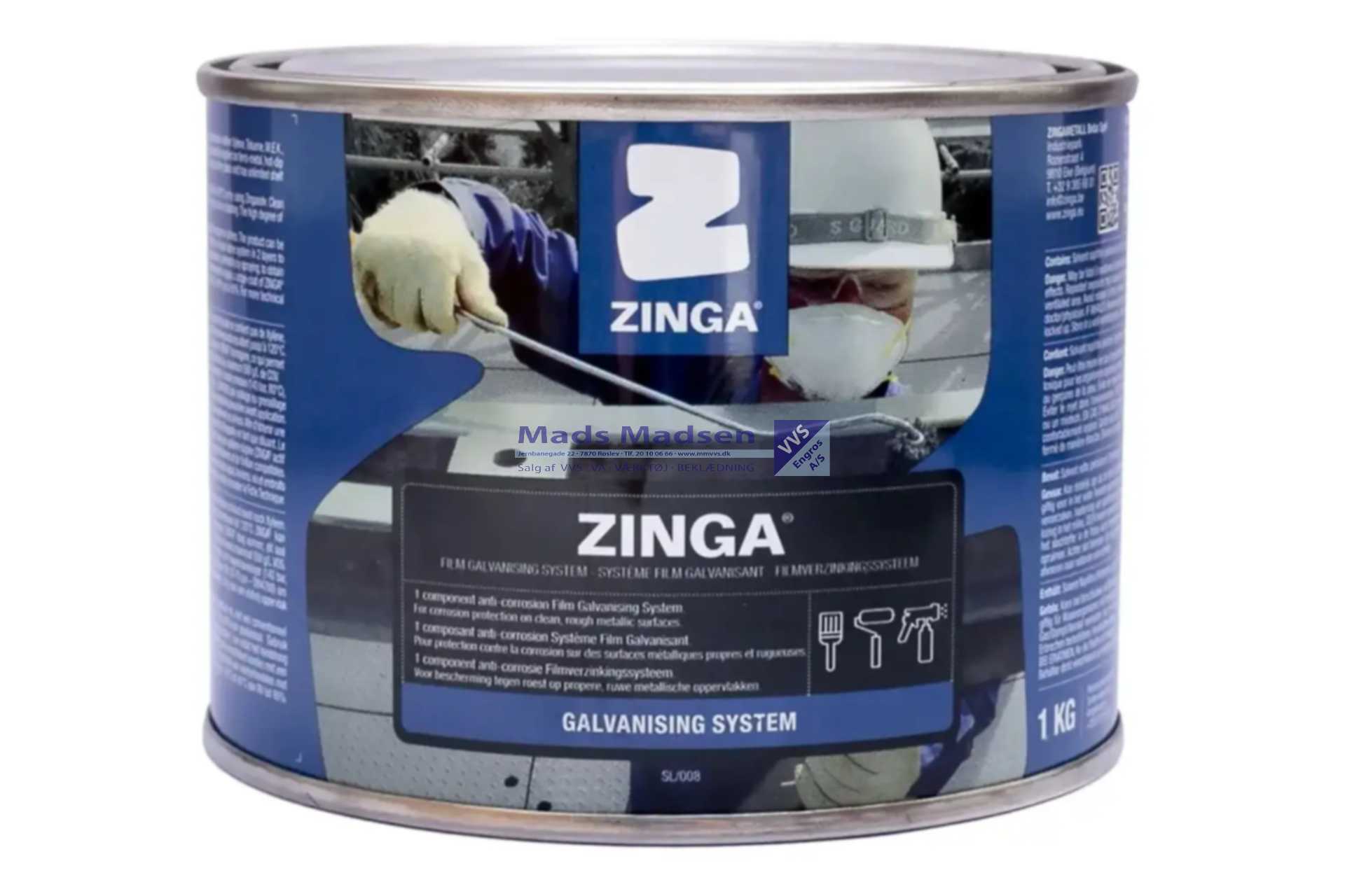 Zinkmaling Zinga (som Galvafroid) á 0,4 ltr/ 1 kg. - Farekl. 3 *NETTOPRIS*