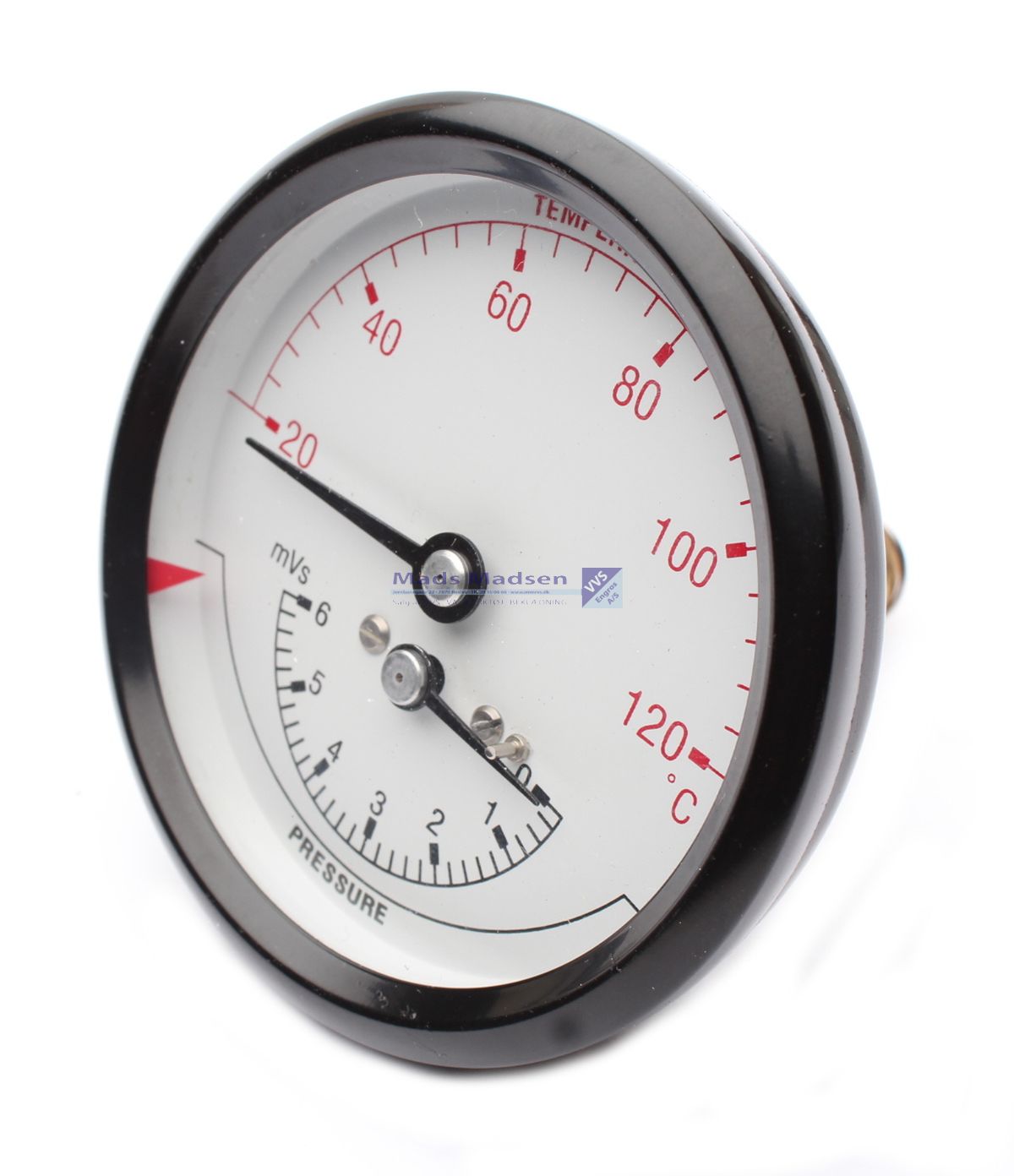 1/2" x 80mm hydrotermometer 4 bar/120gr. (S)