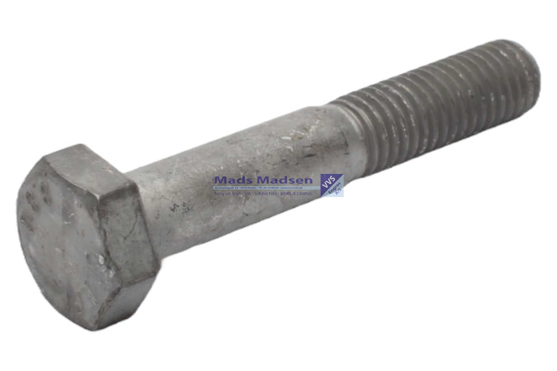 M12 x 100 Stålbolt DIN 931 8.8 Varmtgalv. FZV 25 stk/pk