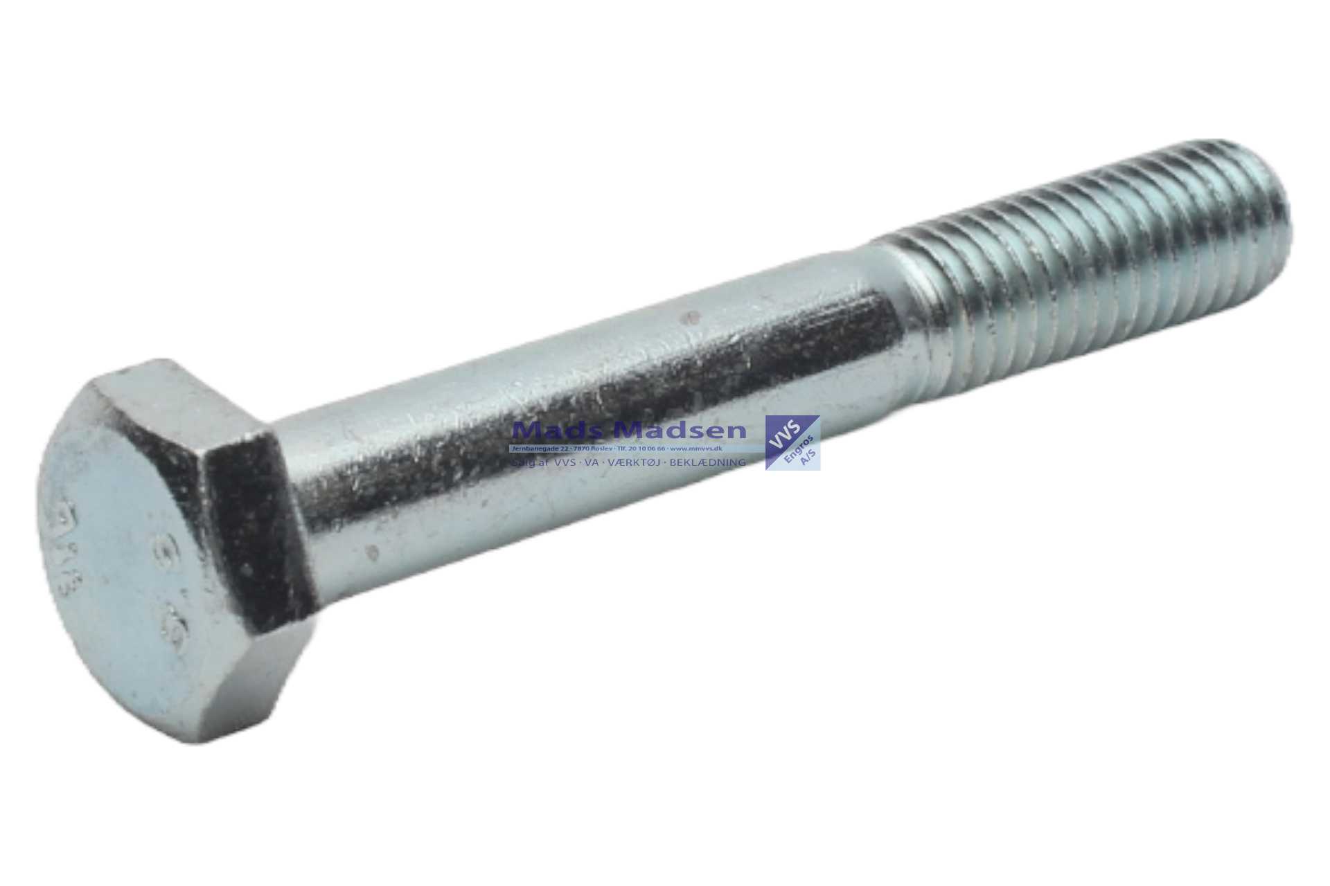 M20 x 110 Stålbolt DIN 931 8.8 FZB 25 stk/pk