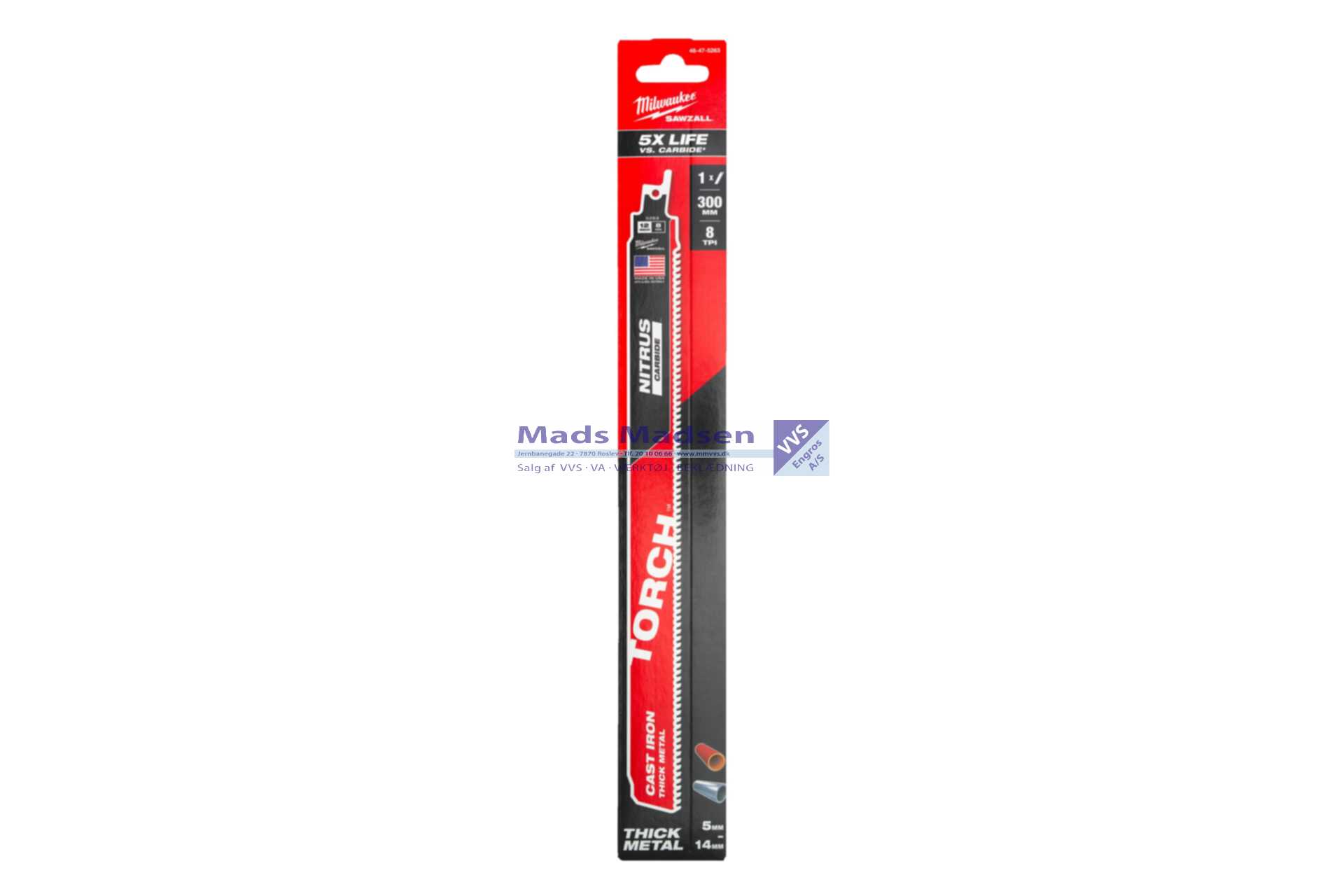 Milwaukee Bajonetsavklinge TORCH NITR 300 x 8 tpi Rustfri 1/pk 48475263 *NETTOPRIS*