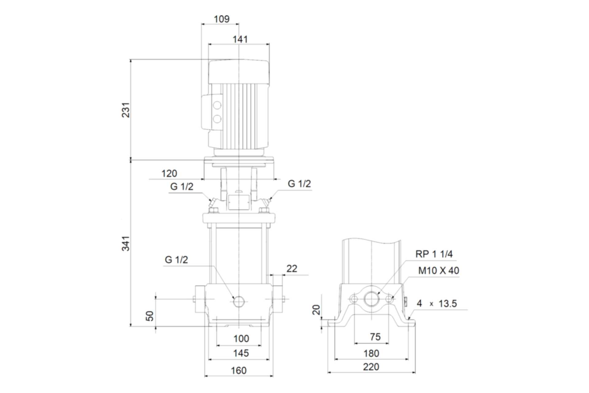 Grundfos pumpe CR 5-5 m/flanger - Billede 2