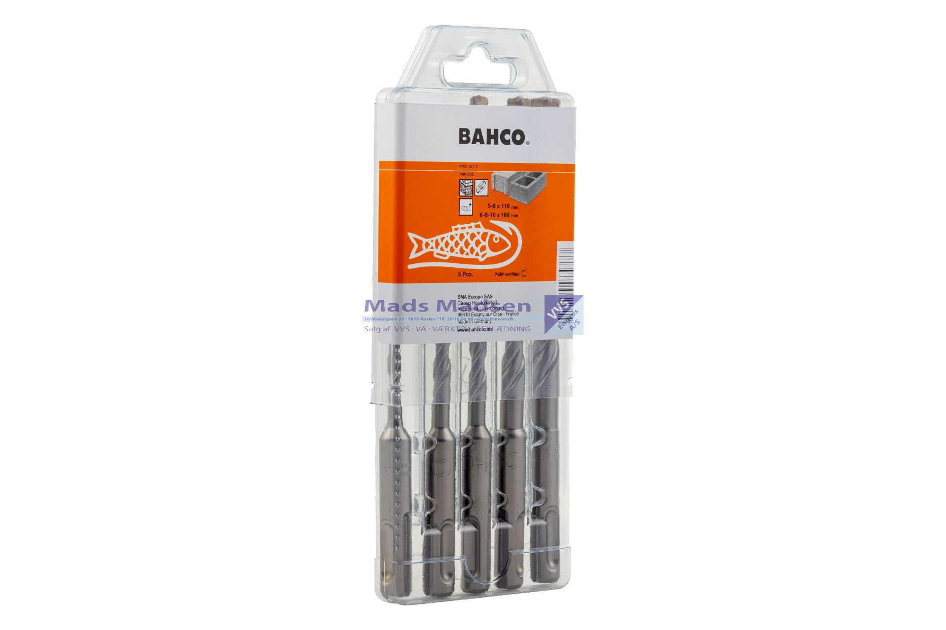 SDS-PLUS Hammerbor i sæt 2-skærs Bahco 4652-SET-5 5-6 X 110 / 6-8-10 X 160 *NETTOPRIS* XXX