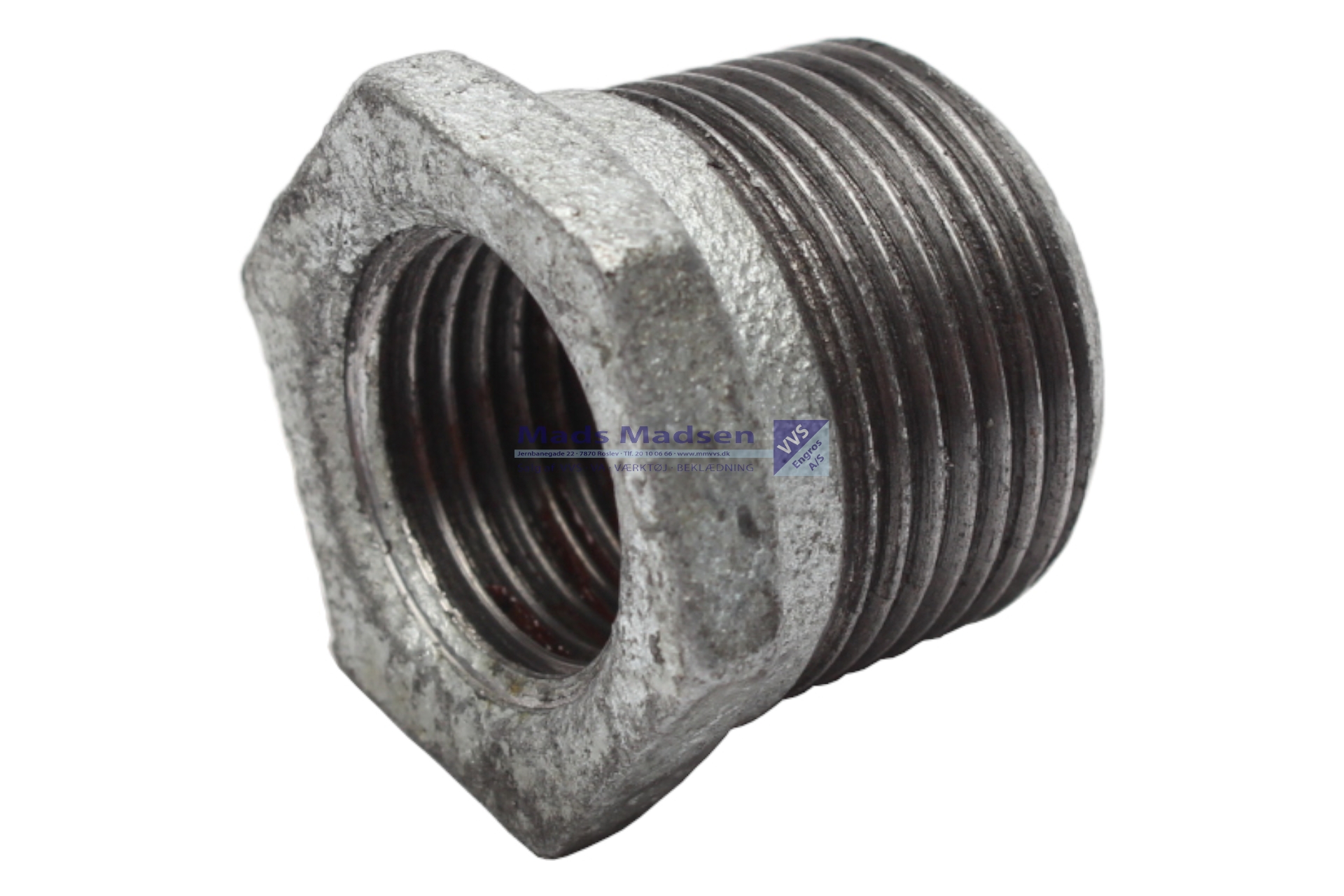 2 1/2" x 1 1/2" galv. nippelmuffe