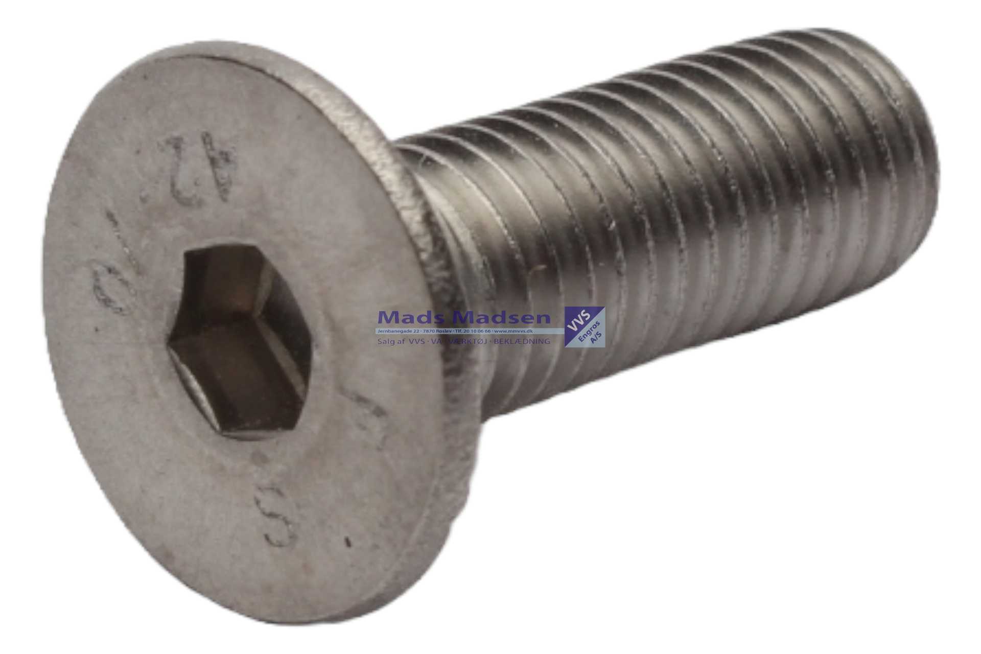 M8 x 25 Insex skrue UH DIN 7991 A2 200 stk/pk