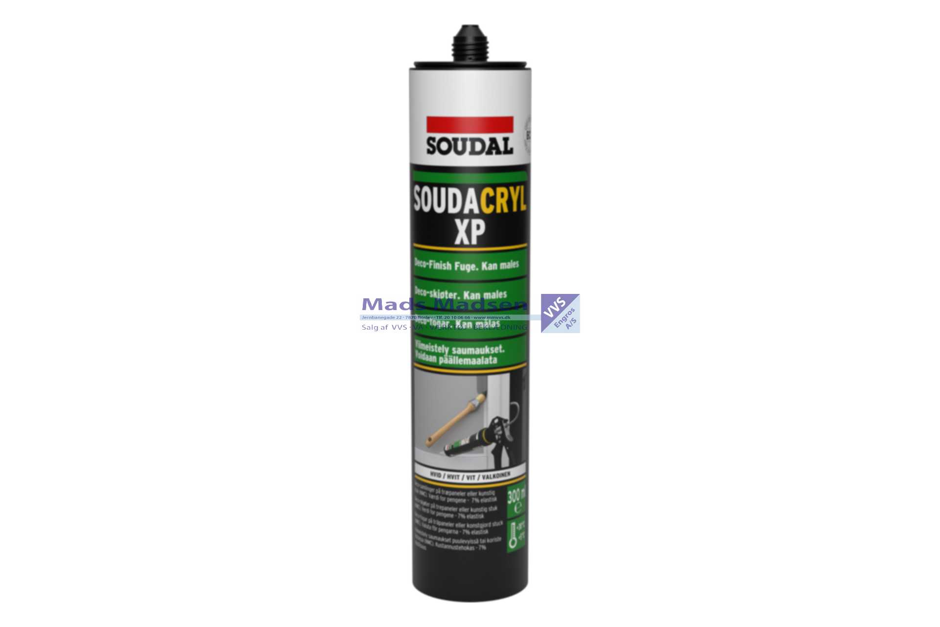 Akrylfugemasse Soudal XP hvid á 300 ml. 12stk/krt. *NETTOPRIS*