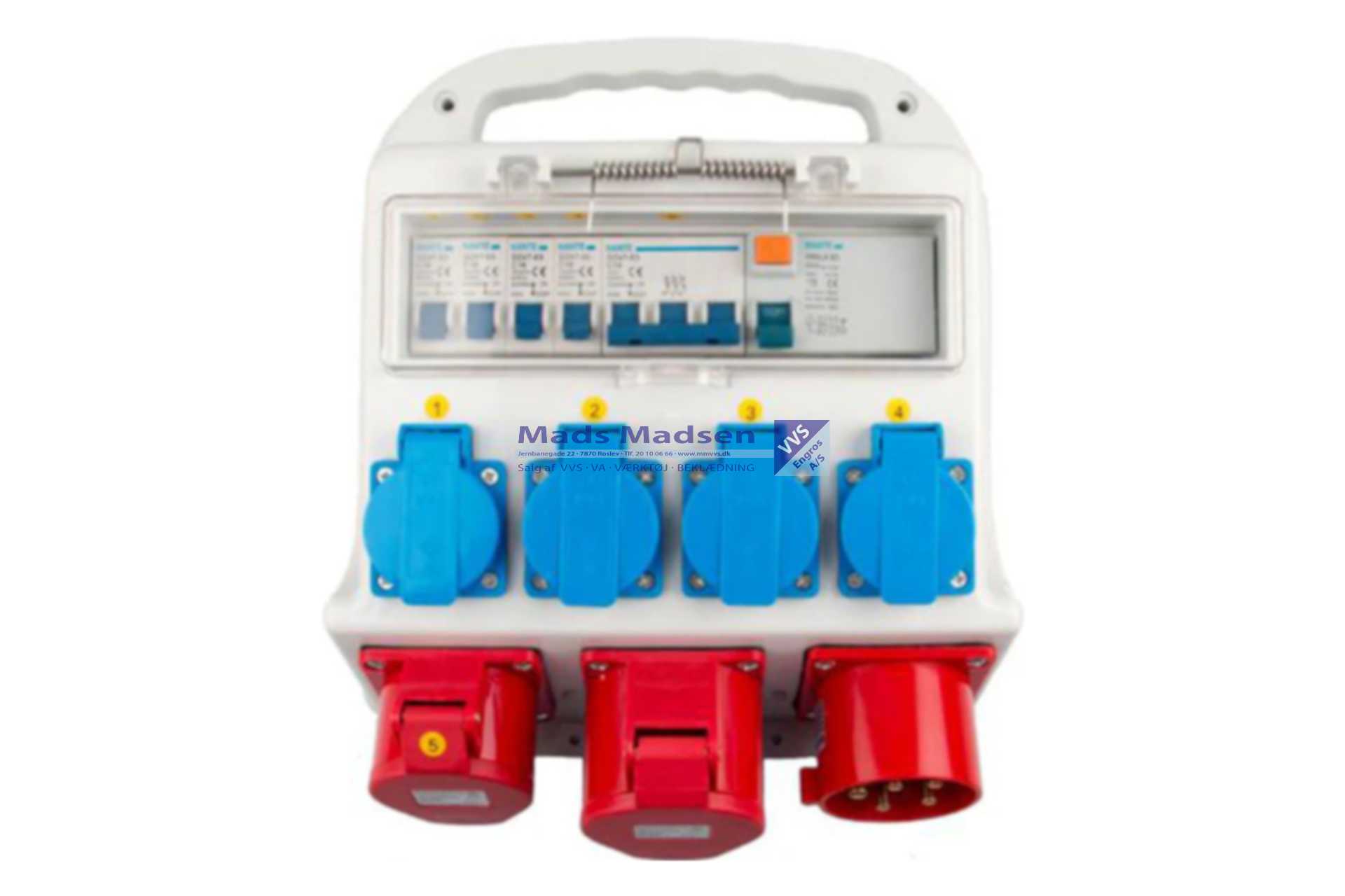 Elworks Byggepladstavle 32 Amp. 6 udtag 4 x 230V + 2 x 400V *NETTOPRIS*