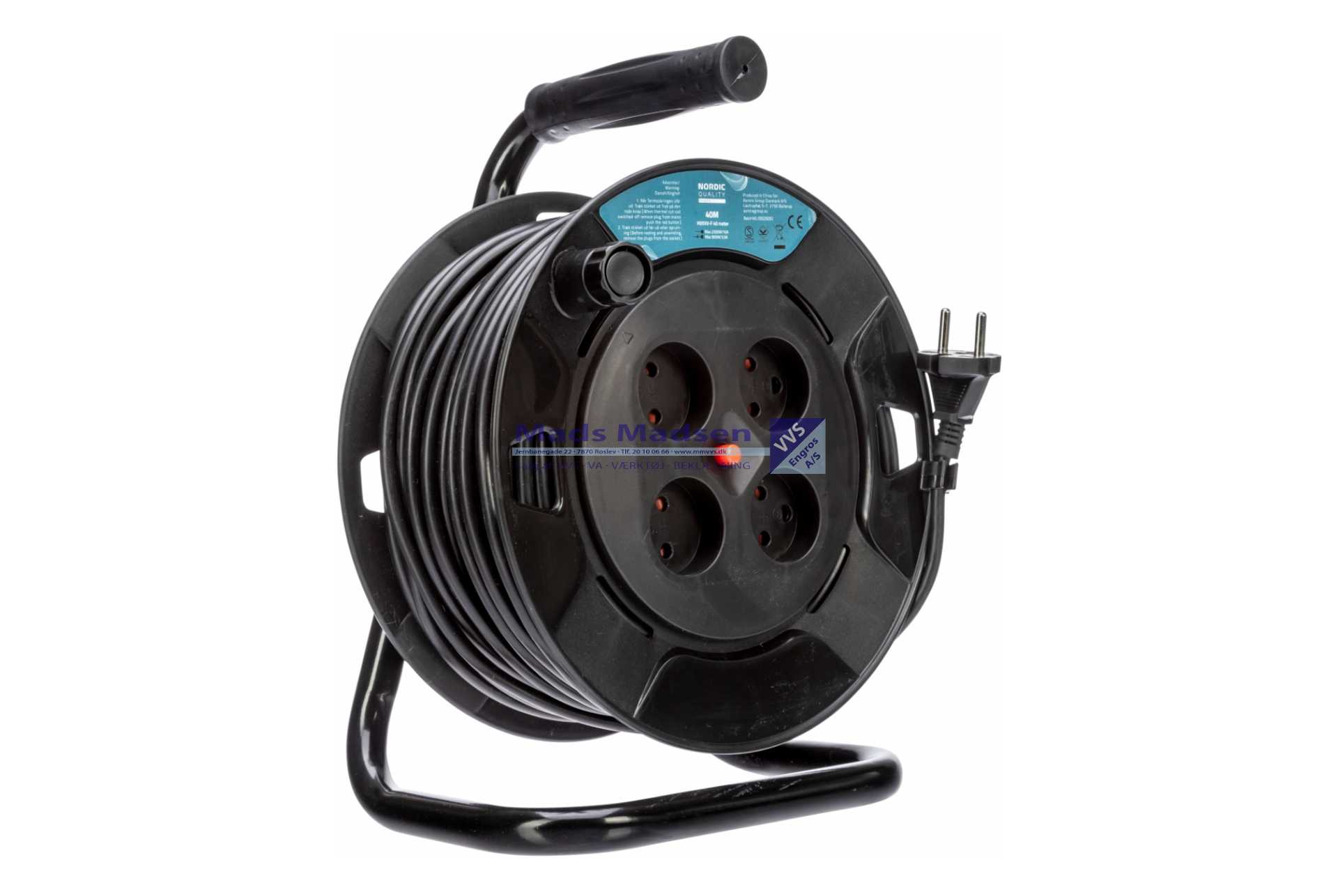 Kabeltromle 220V 40 mtr. H05VV-F 2x1.0 mm2, U/jord *NETTOPRIS*