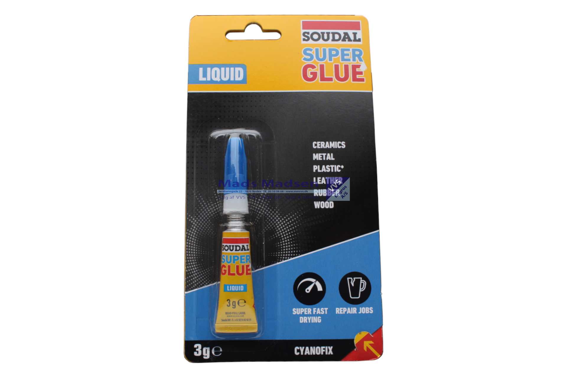 Soudal Super Glue Cyanofix 84A Hurtiglim á 3 gr. *NETTOPRIS*