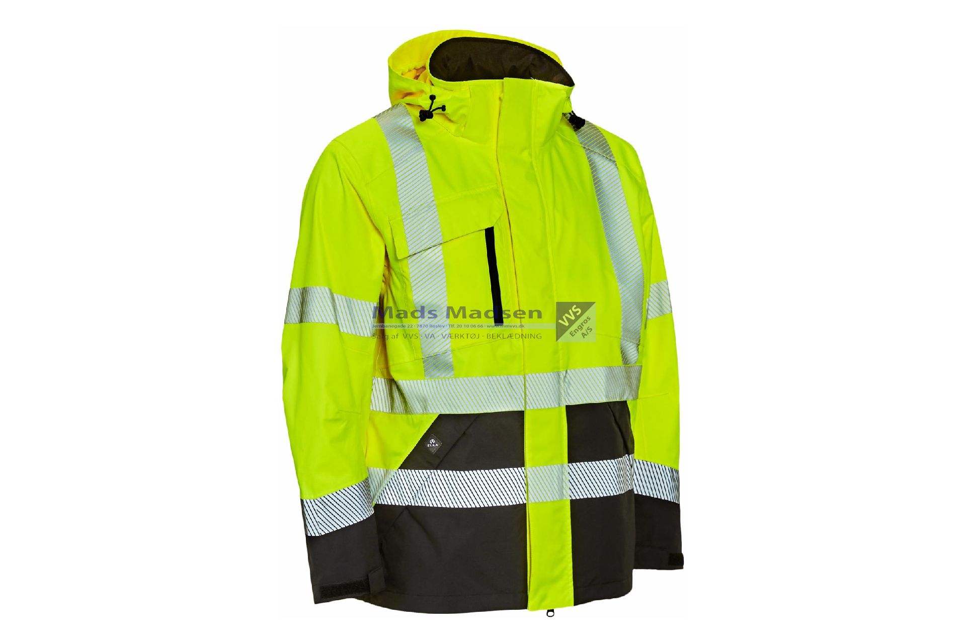 Elka visible xtreme stretch regn jakke EN471 186000R Gul/sort Str.XL Kl.3