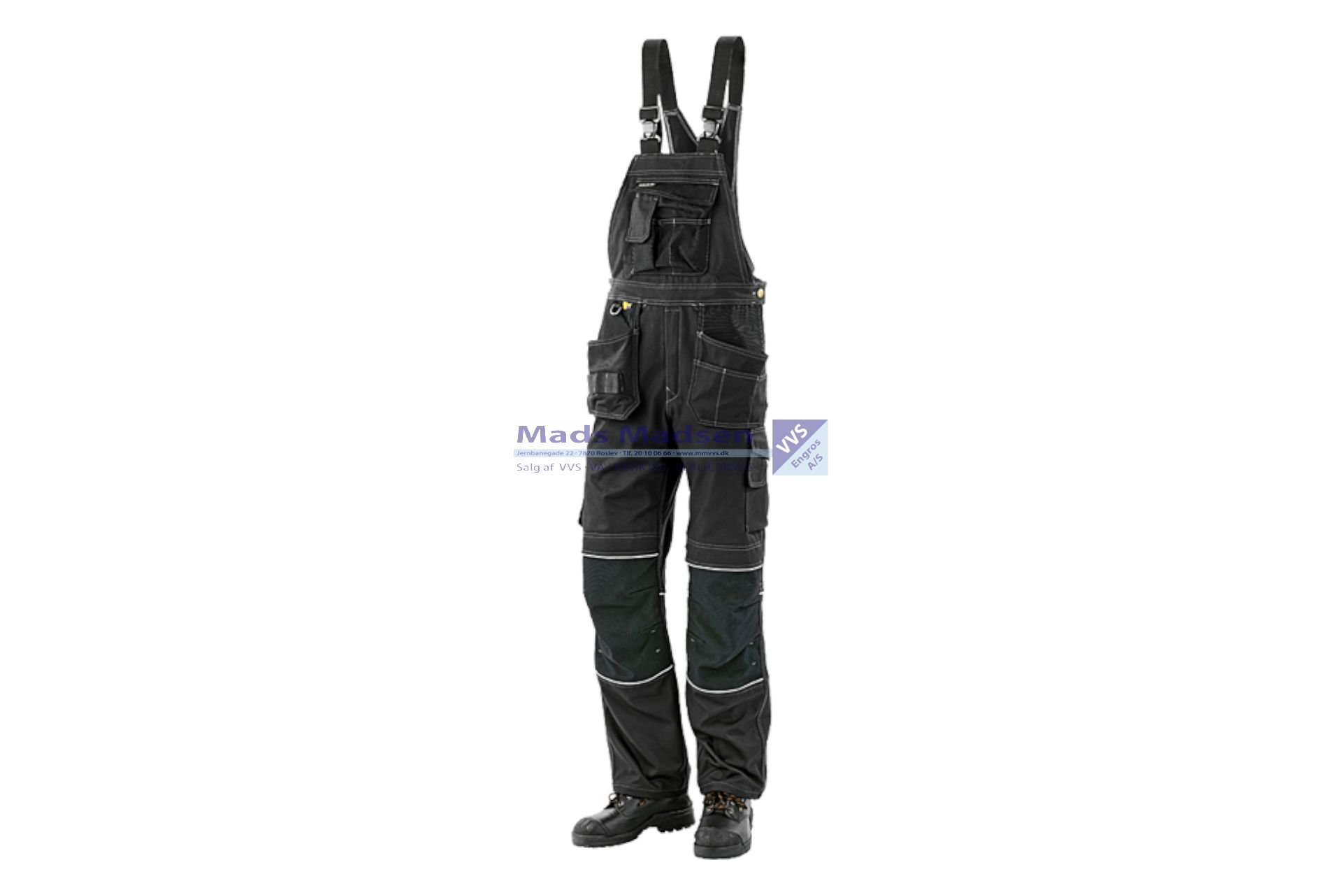JAK Canvas Overall m/sidelommer 1513 Sort C60 Liv.108 poly 40% - bom 60% (S)
