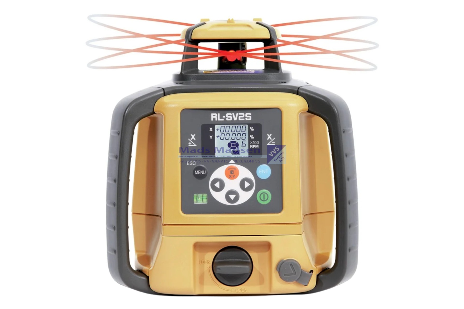 Topcon RL-SV2S 2-falds rotorlaser, komplet pakke bestående af: RL-SV5S class 2 rotorlaser med transportkuffert, LS-100D laserdetektor m/mm visning dobbelt-display og holder-110, BT-74Q NiMH batteripakke 7000mAh, DB-74C batterikassette f/NiMH og alkaline, AD-15 lader, RC-60 fjernbetjening (S) *NETTOPRIS*