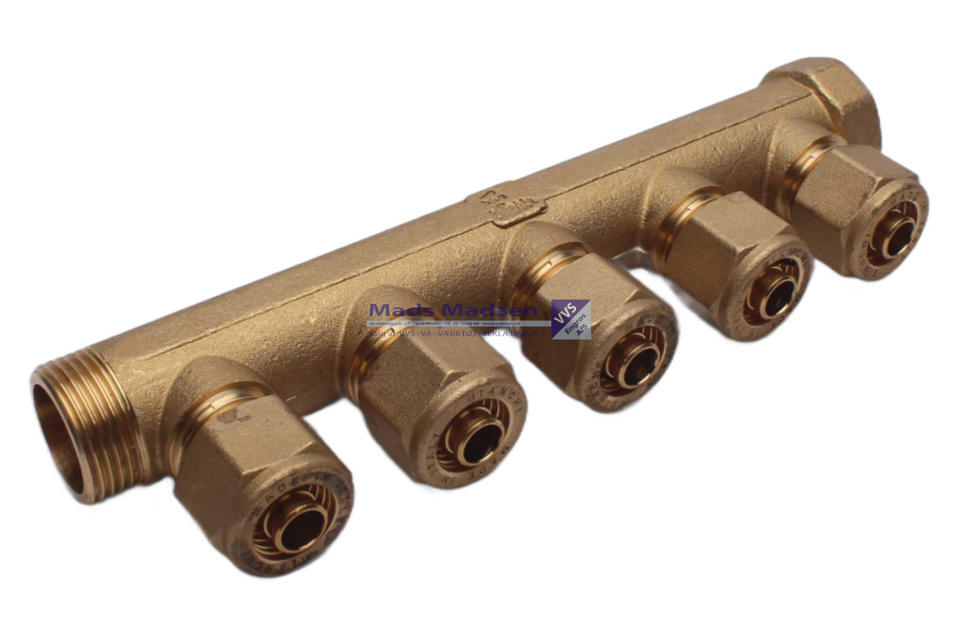 3/4" x 1/2" fordelerrør 5 afg incl. 15mm omløbersæt
