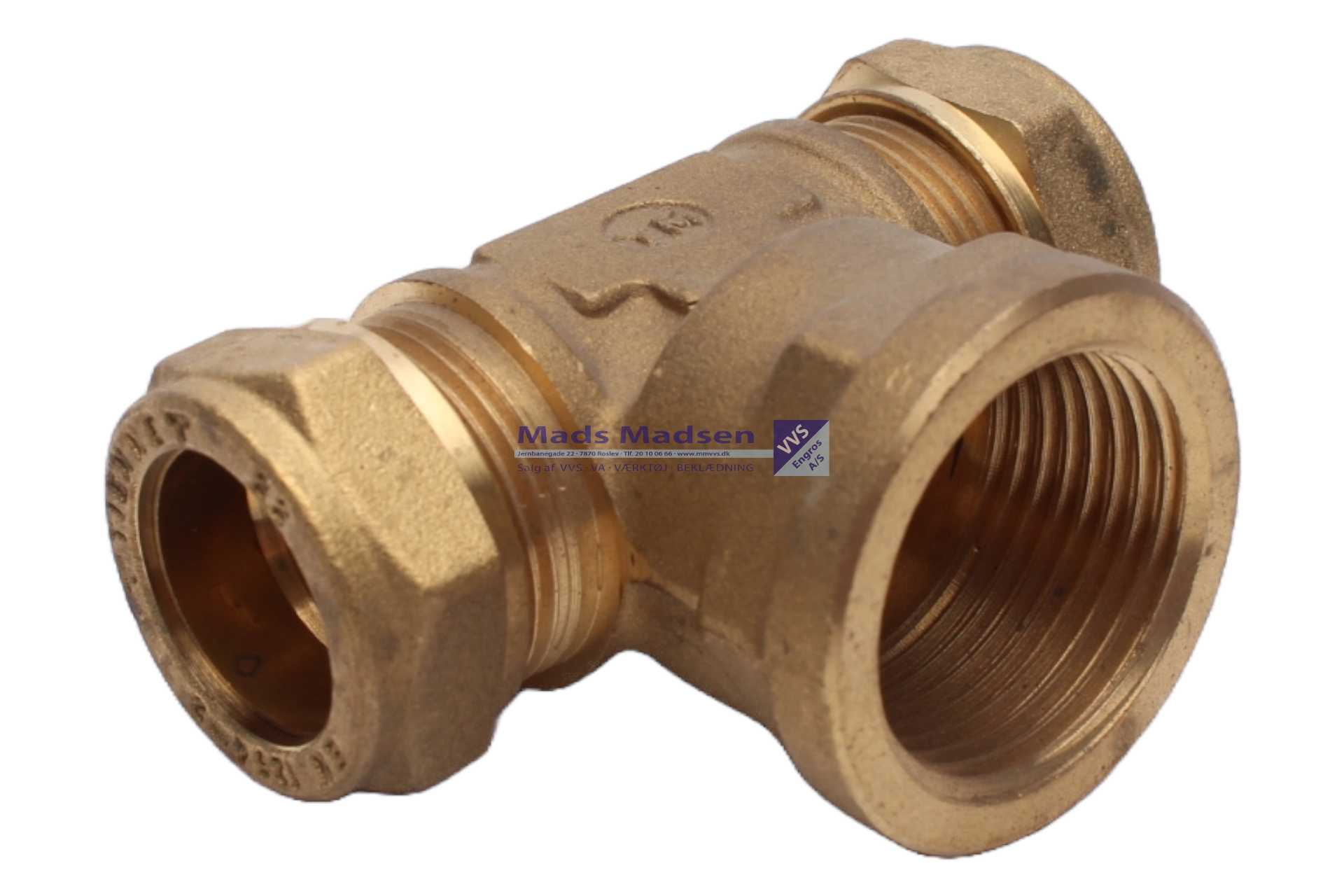 28 x 1/2" x 28mm Tiemme kompressions tee m/muf