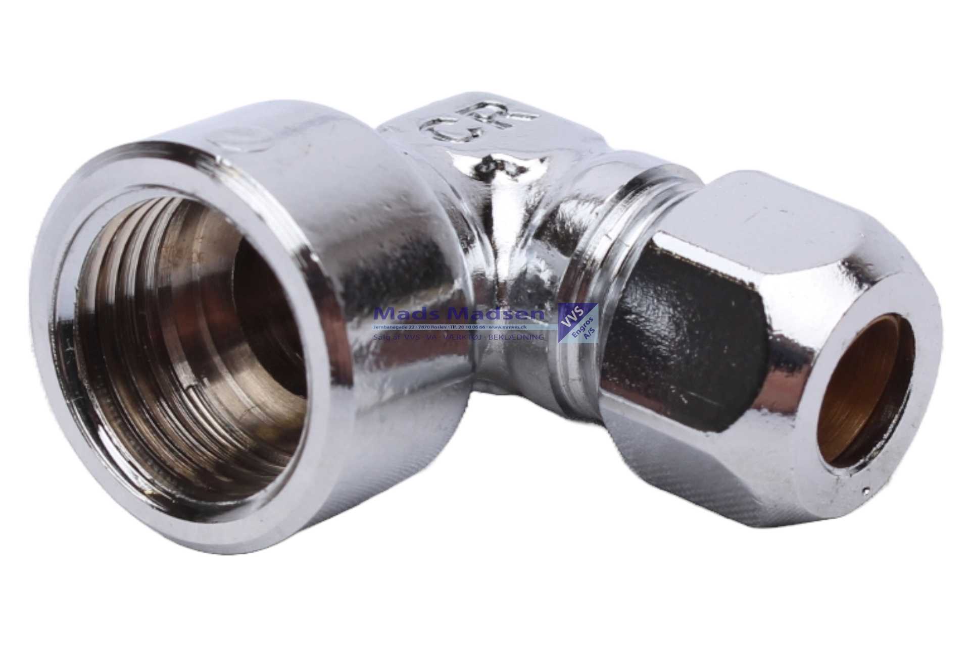 12mm x 1/2" Tiemme kompressions vinkel m/muf KROM