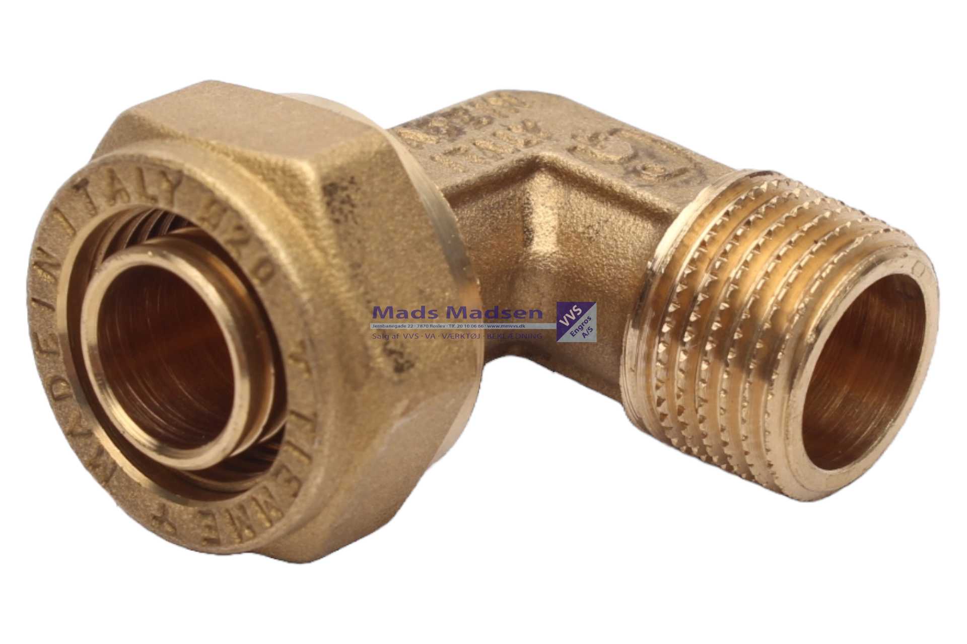 20mm x 1/2" Tiemme pex vinkel m/nip m/bøsn