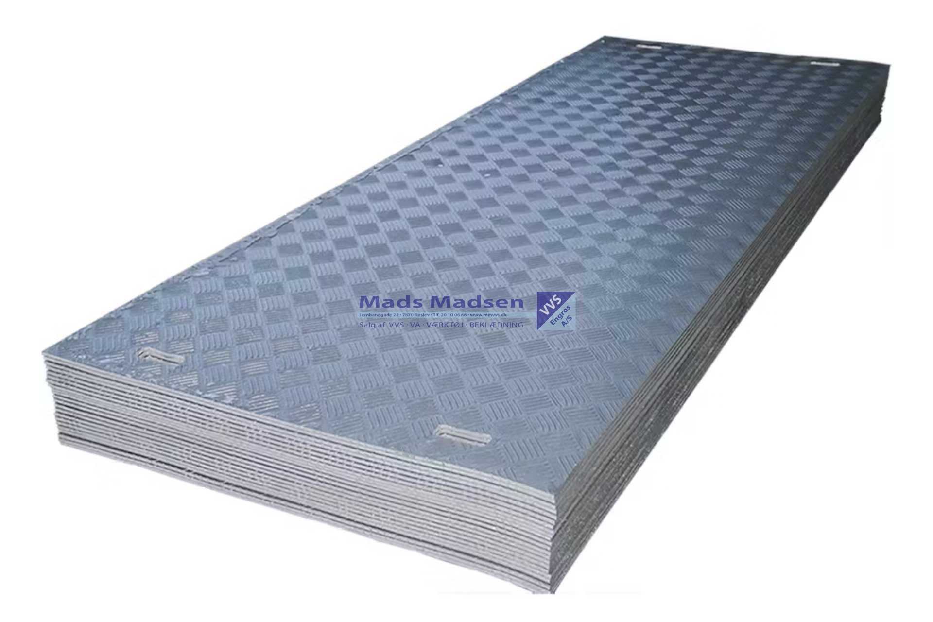3000 X 1100 X 10mm køreplade m/håndtag genbrugsplast *NETTOPRIS*